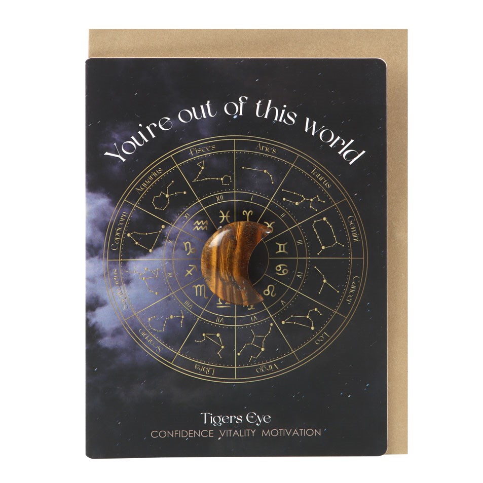 Tiger's Eye Crystal Moon Greeting Card