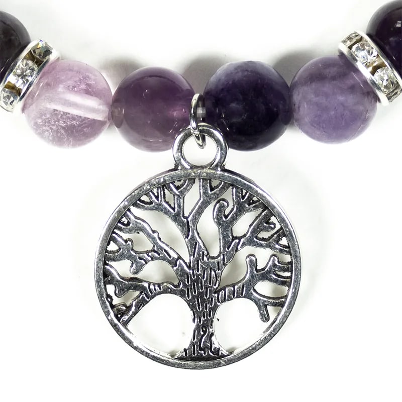 Amethyst & Fluorite Tree Of Life Bracelet