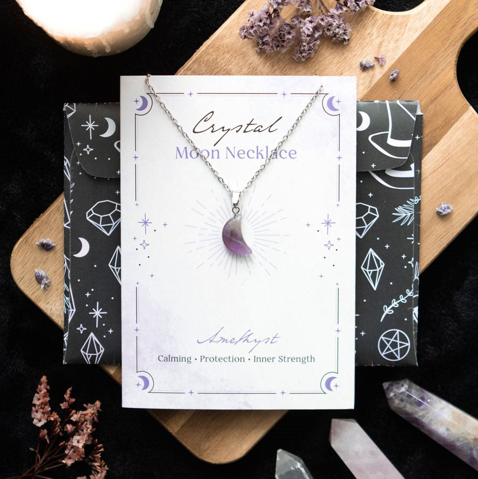 Amethyst Moon Necklace on Greeting Card