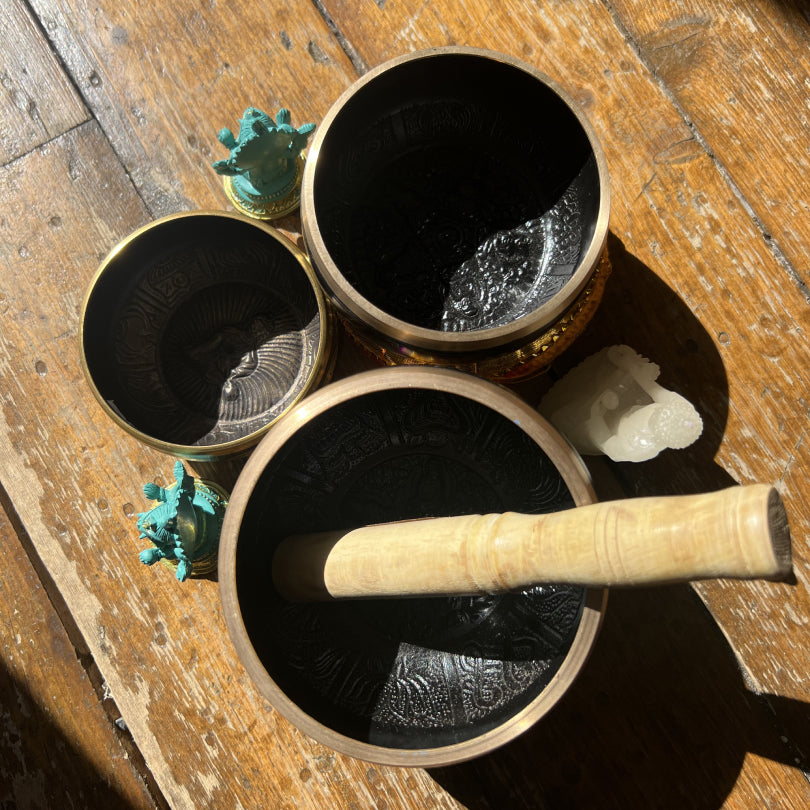 Black Sanskrit Singing Bowls