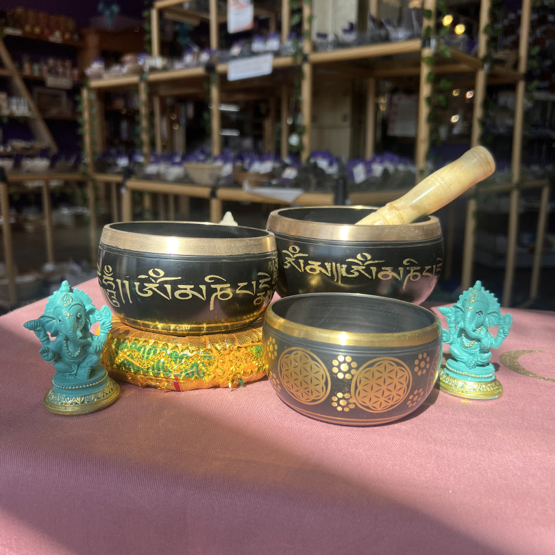 Black Sanskrit Singing Bowls