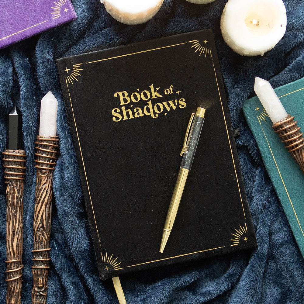 Book Of Shadows With Obsidian Pen