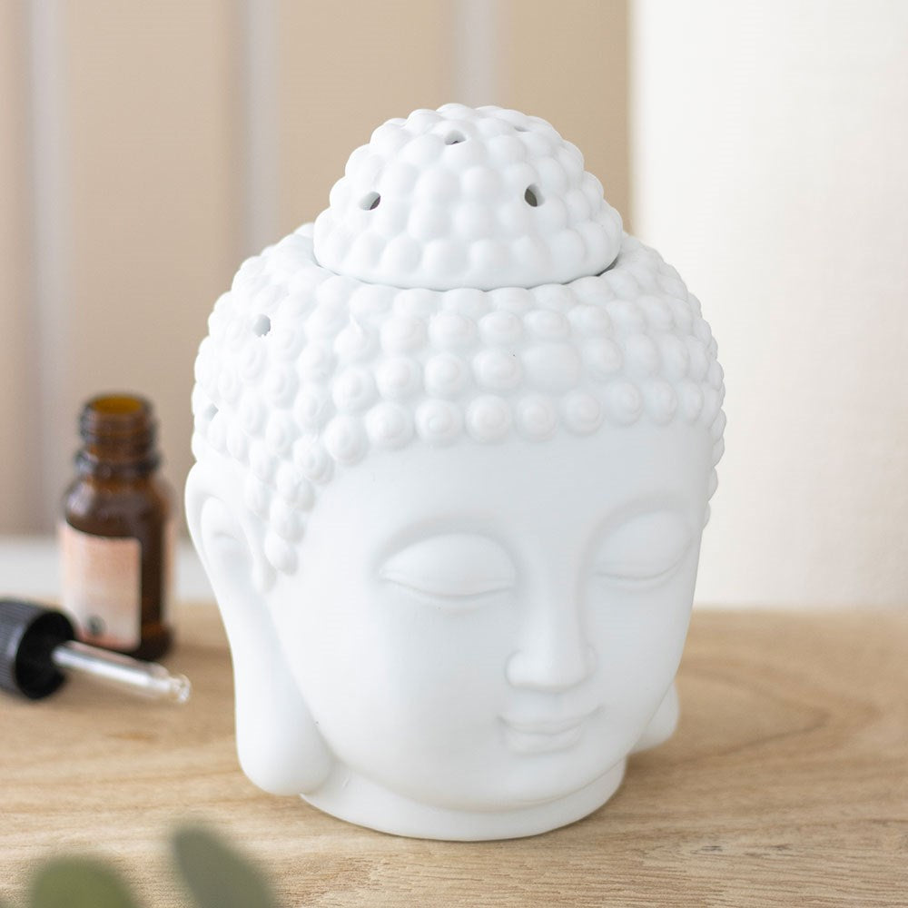 Buddha Head Oil Burner (White)