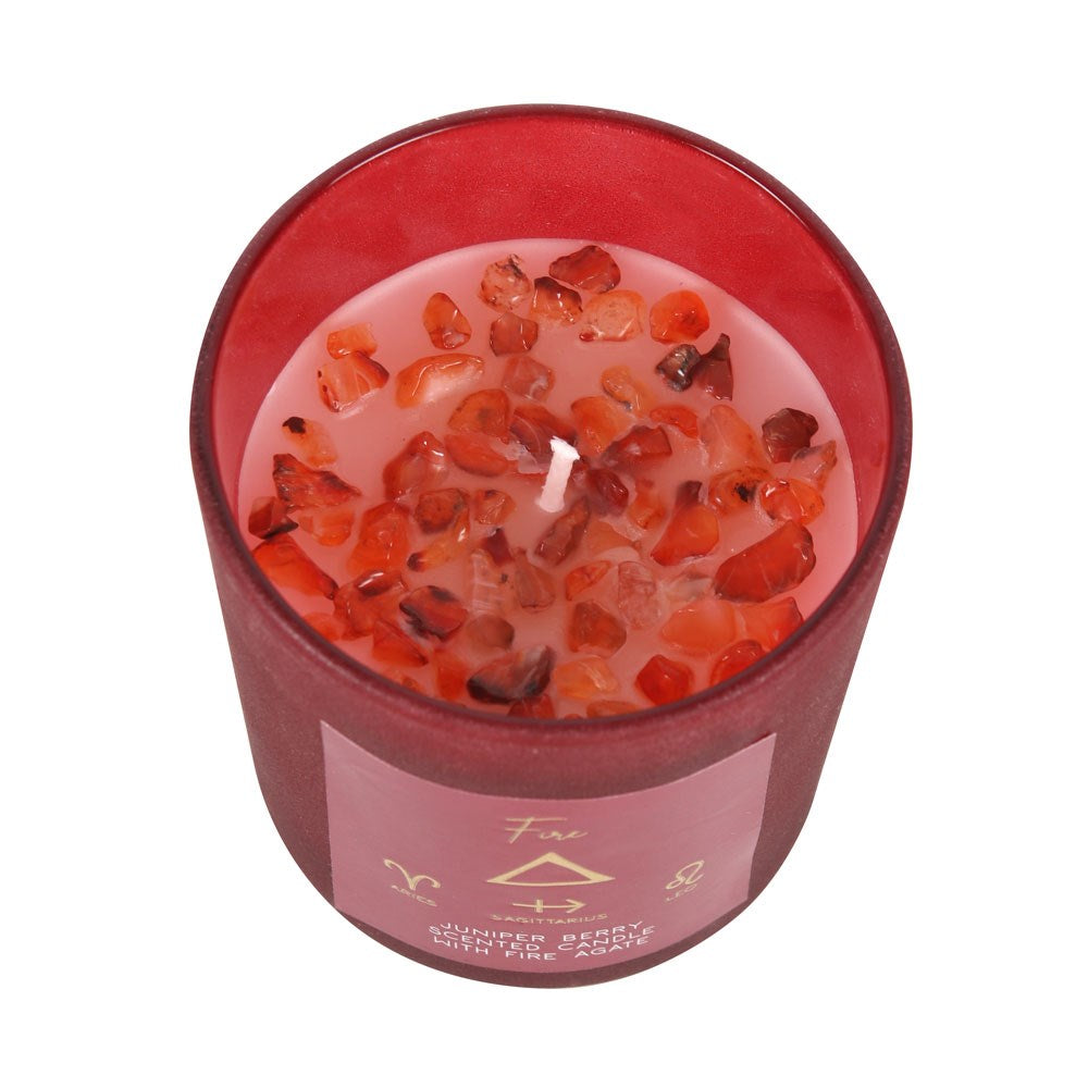 Fire Element Juniper Berry Crystal Candle