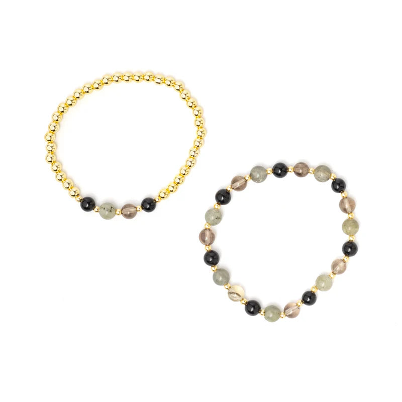 Labradorite, Smokey Quartz & Tourmaline Bracelet