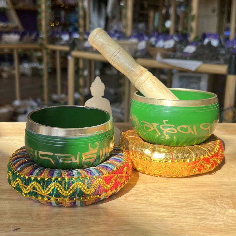 Green Sanskrit Singing Bowls