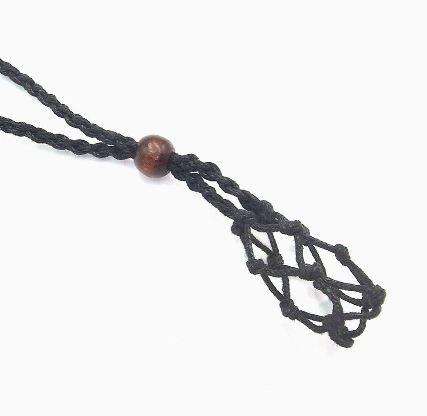 Macrame Net Tumblestone Holder Necklace