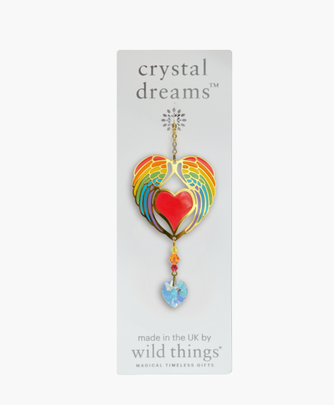 Angel Wing Heart Rainbow Charm