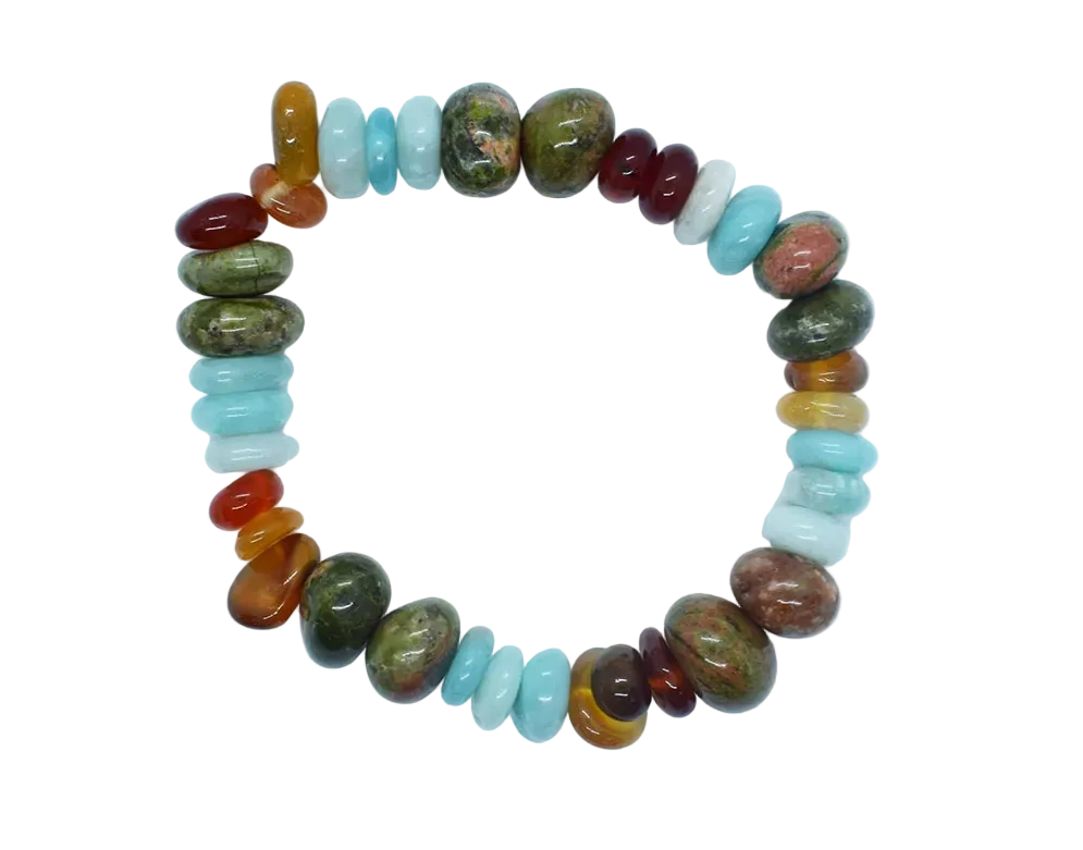 Amazonite, Carnelian & Unakite Bracelet