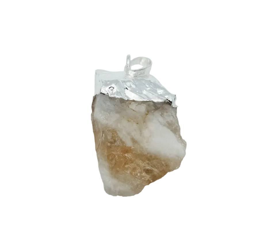 Citrine Silver Plated Pendant