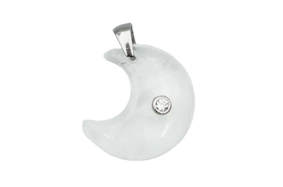 Clear Quartz Moon Pendant