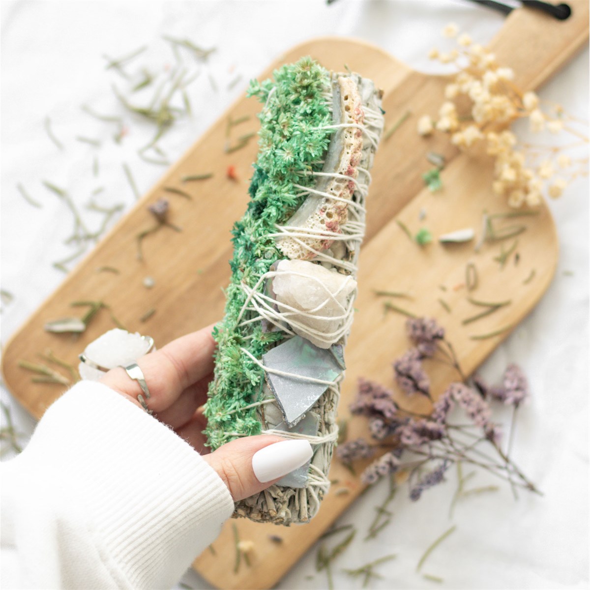 Ritual Wand (White Sage, Ablone & Quartz)
