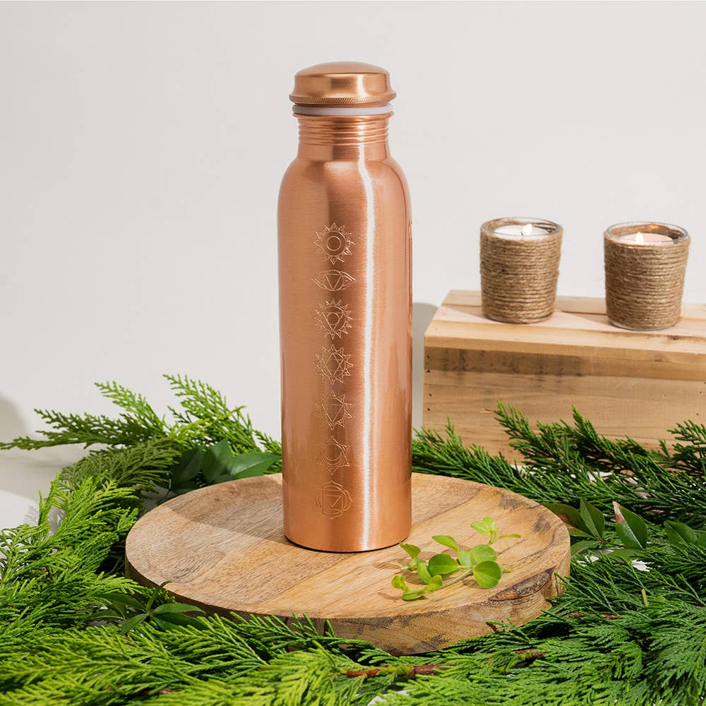 Pure Copper Water Bottle (7 Chakra, Matte, 950ml)
