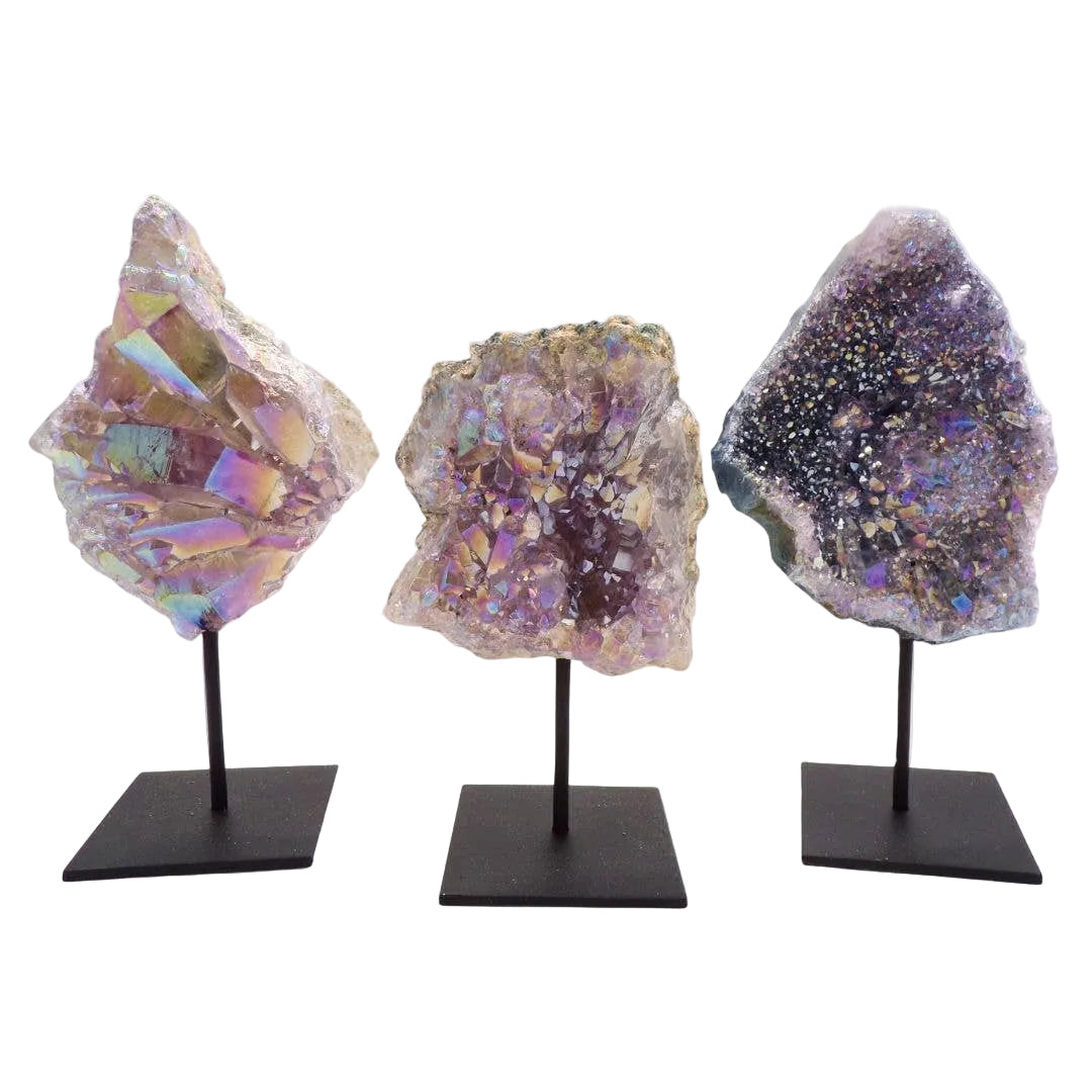 Angel Aura Amethyst Druze on Metal Stand
