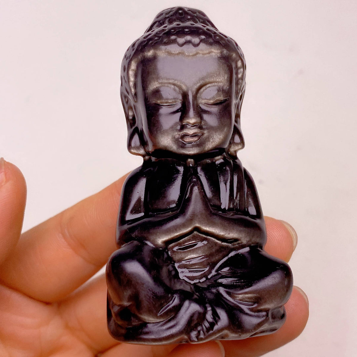 Silver Obsidian Buddha