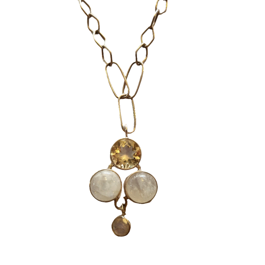 Citrine & Moonstone Silver Necklace