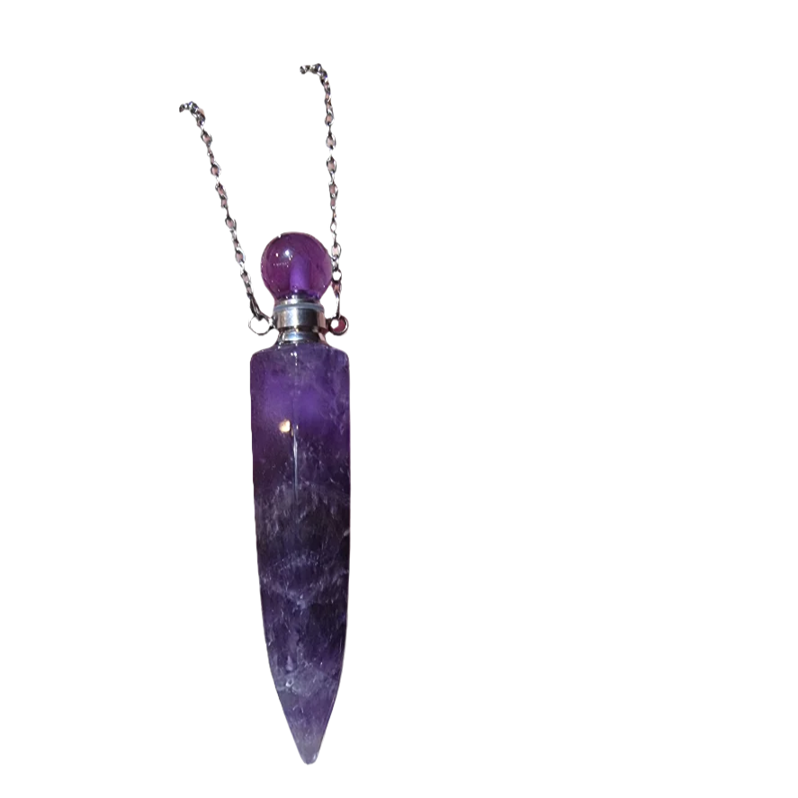 Amethyst Perfume Bottle Necklace
