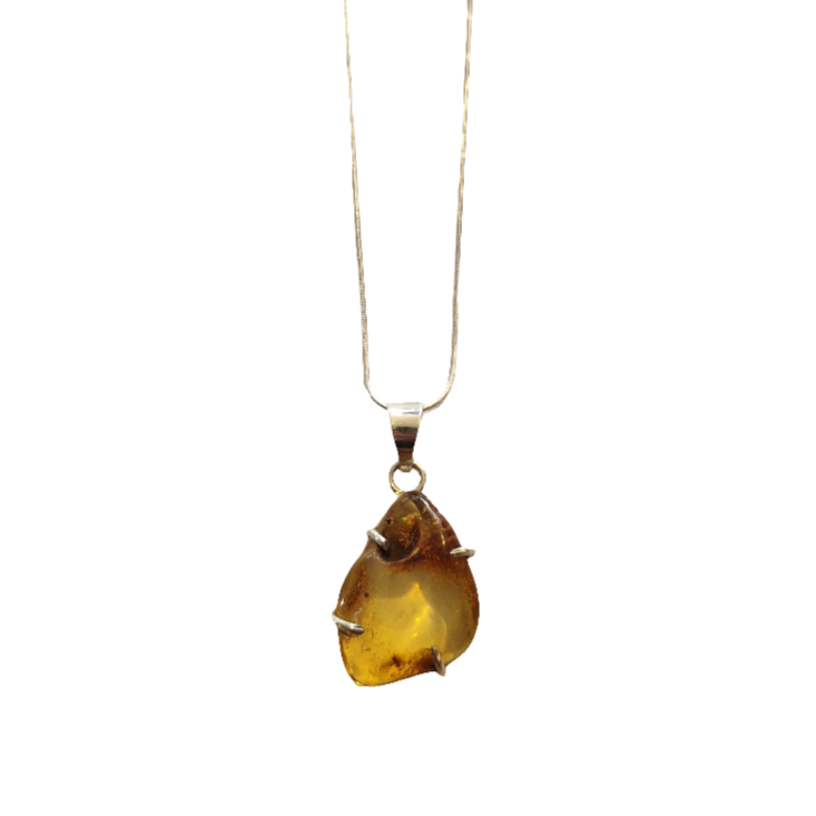 Amber Silver Necklace