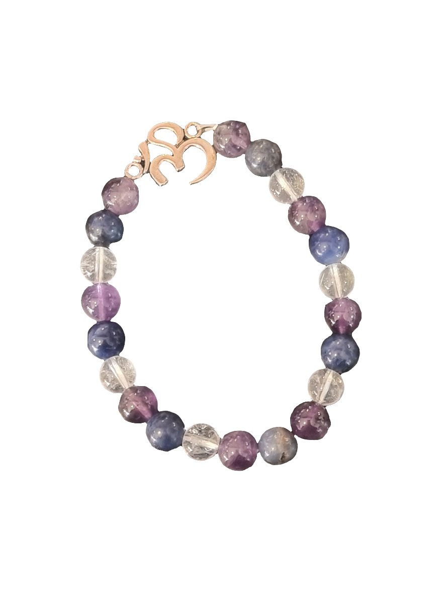 Amethyst & Quartz Ohm Bracelet
