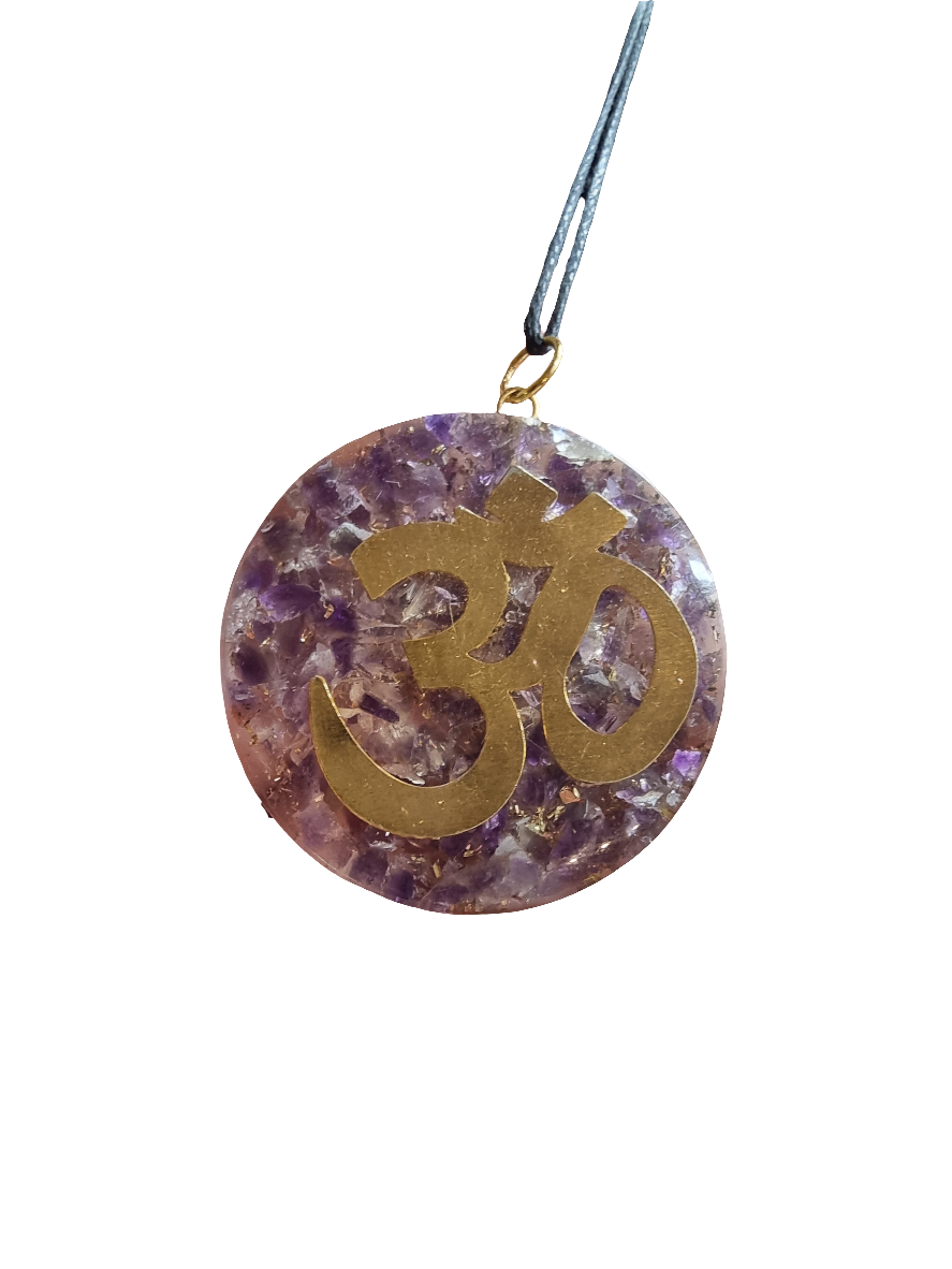 Orgonite Amethyst Om Pendant