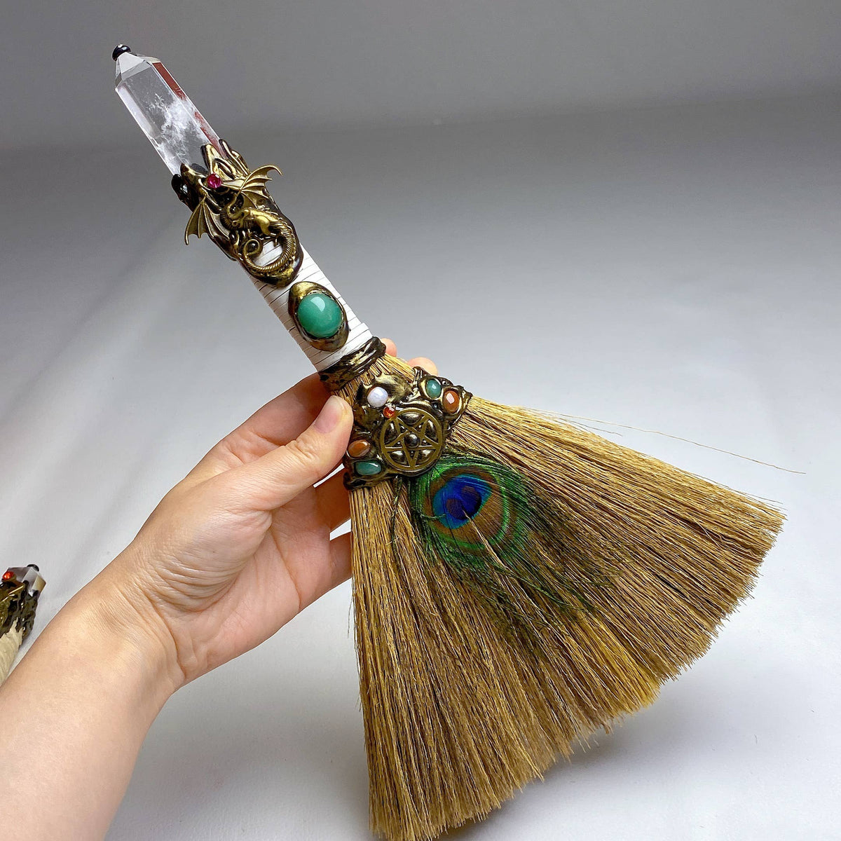 Wiccan Broom (Quartz, Dragon)