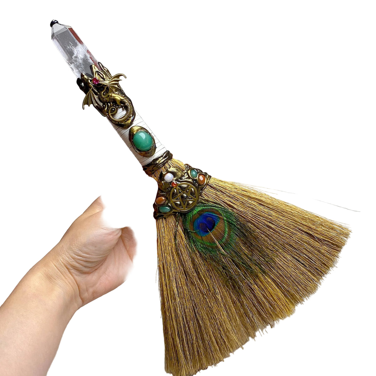 Wiccan Broom (Quartz, Dragon)