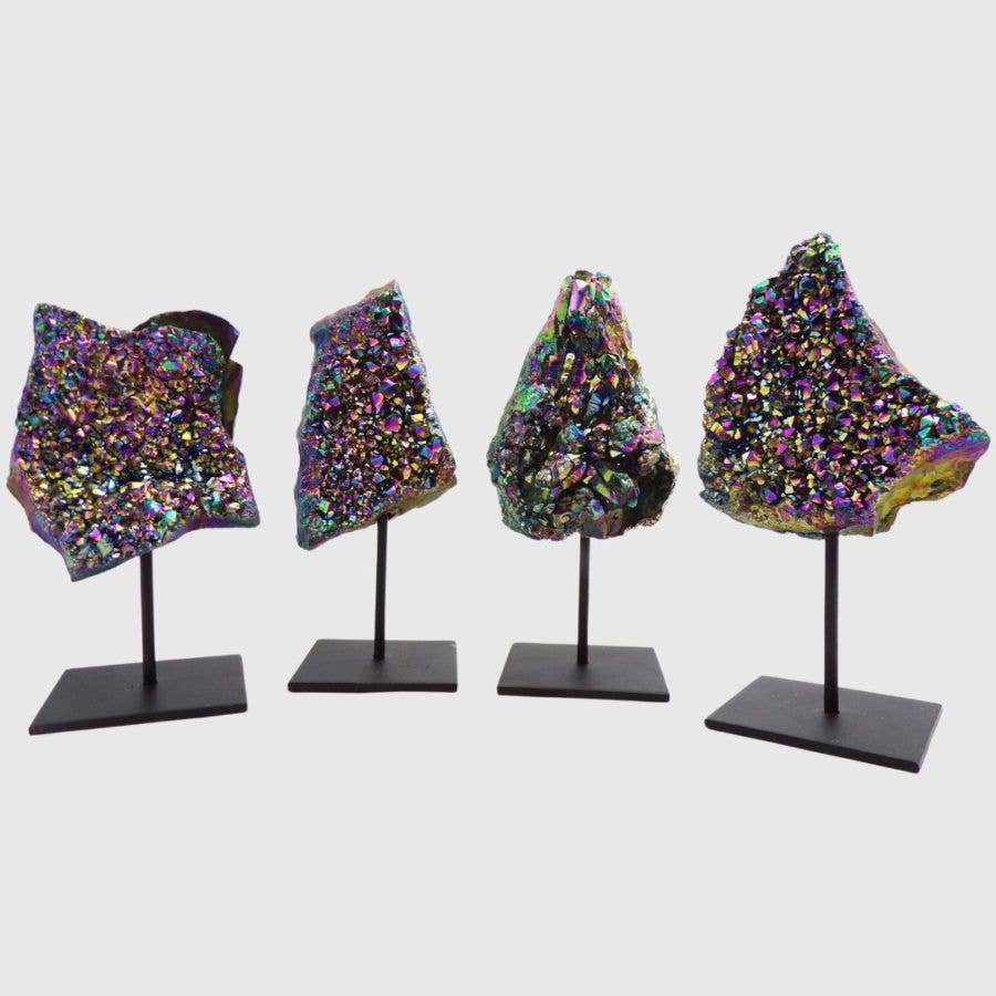 Titanium Amethyst on Metal Stand
