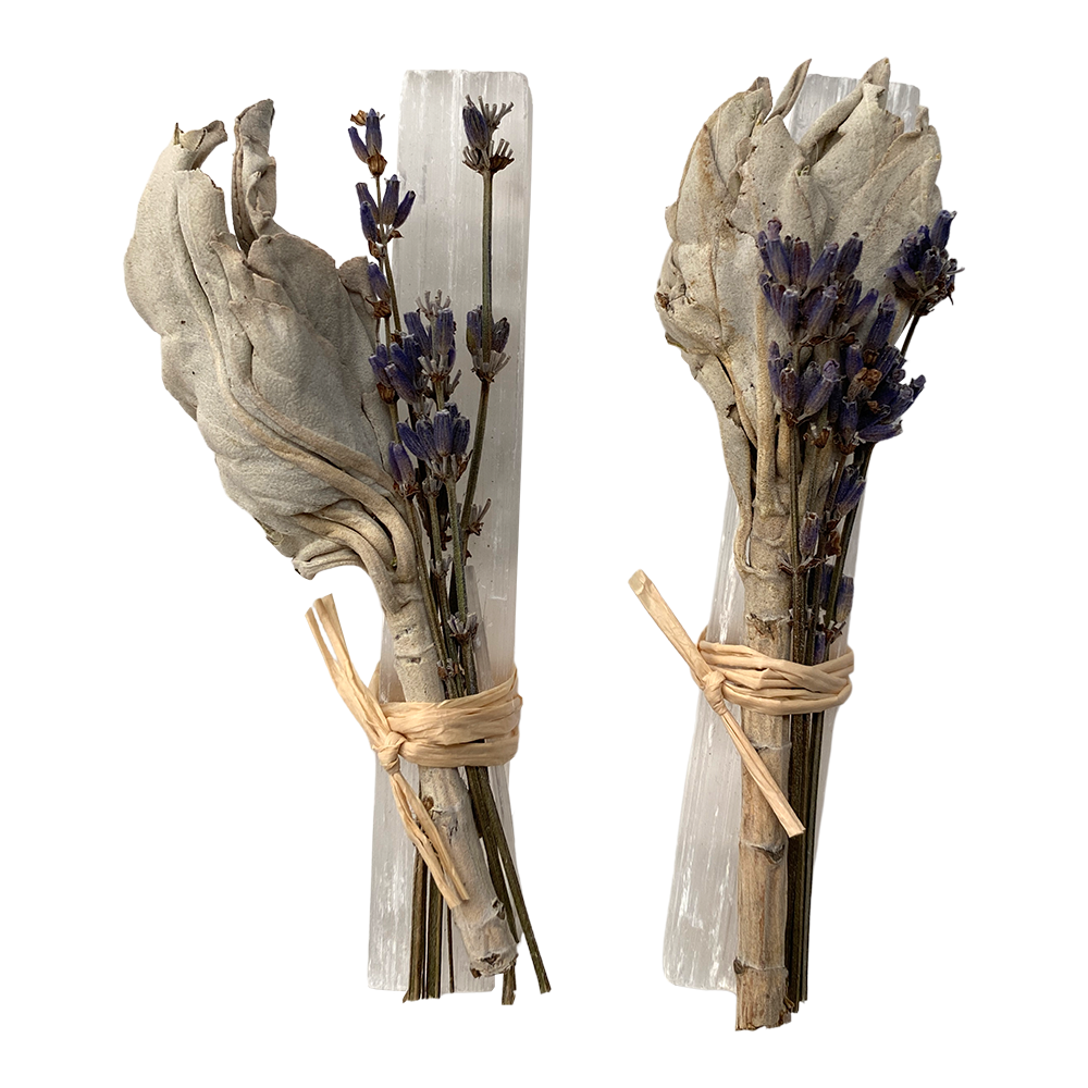 Mini Smudge Cluster (White Sage, Lavender & Selenite Wand)