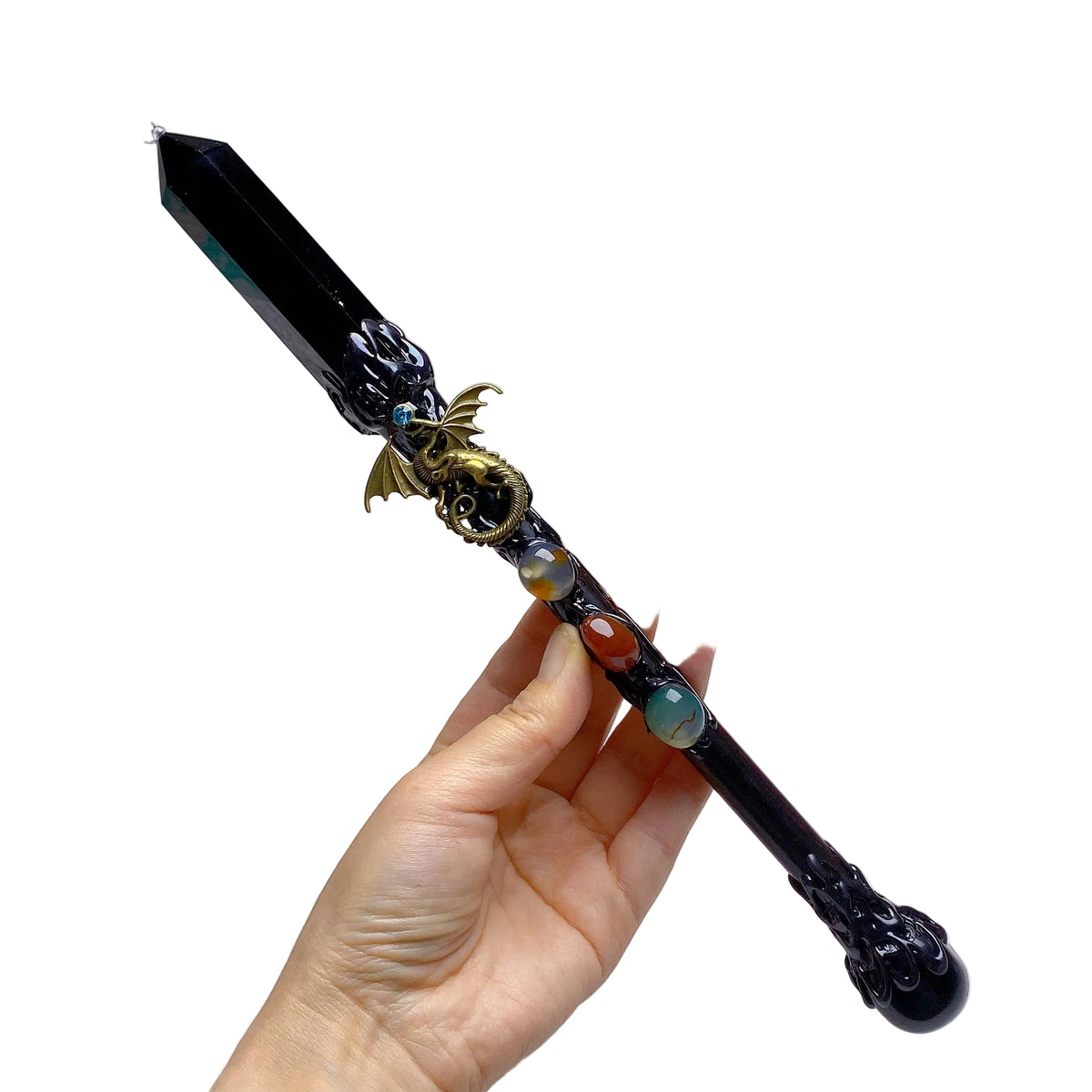 Handcrafted Crystal Resin Wand (Obsidian)