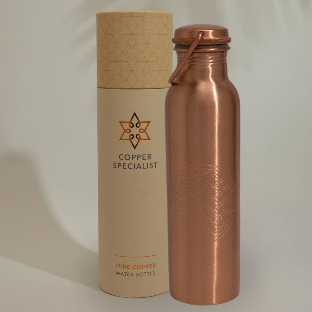Pure Copper Water Bottle (Flower of Life)