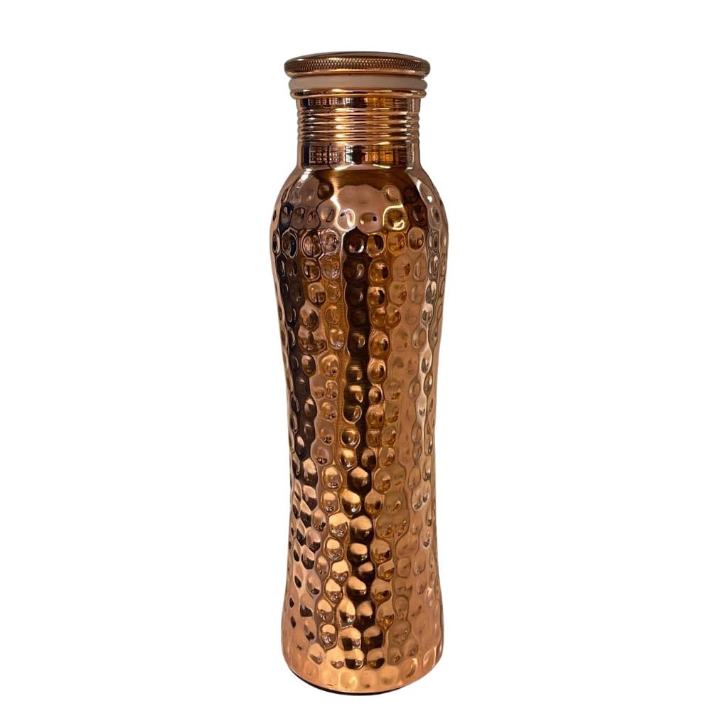 Pure Copper Water Bottle (Curve, Hammered, 950ml)