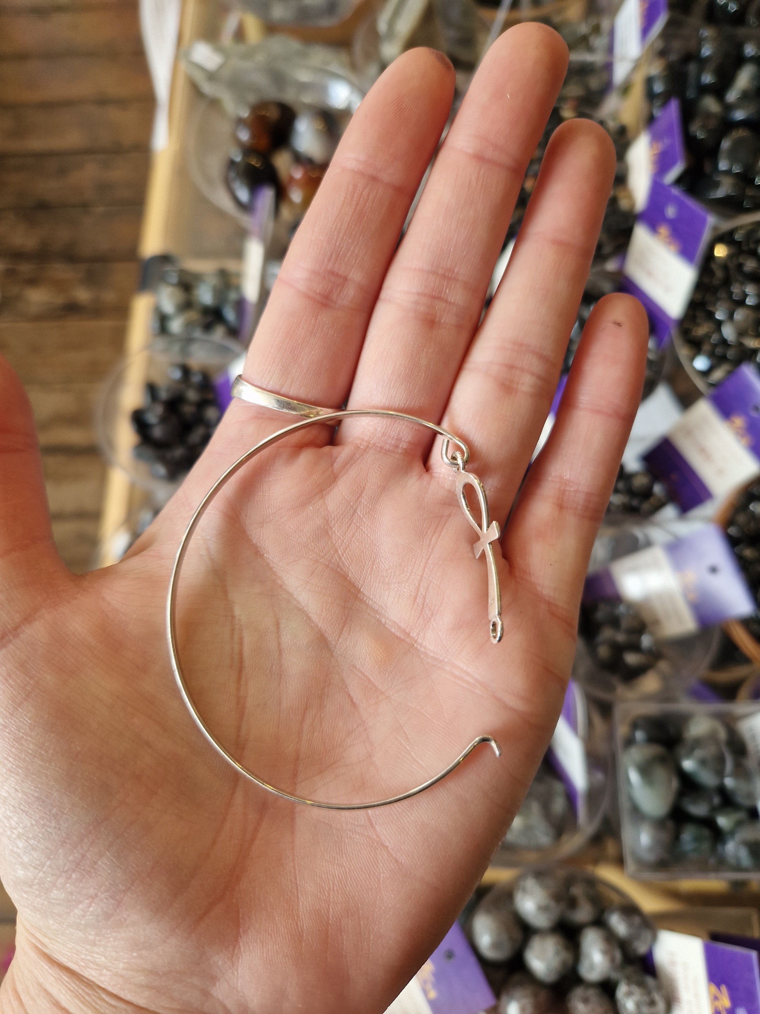 Silver Ankh Cuff Bracelet