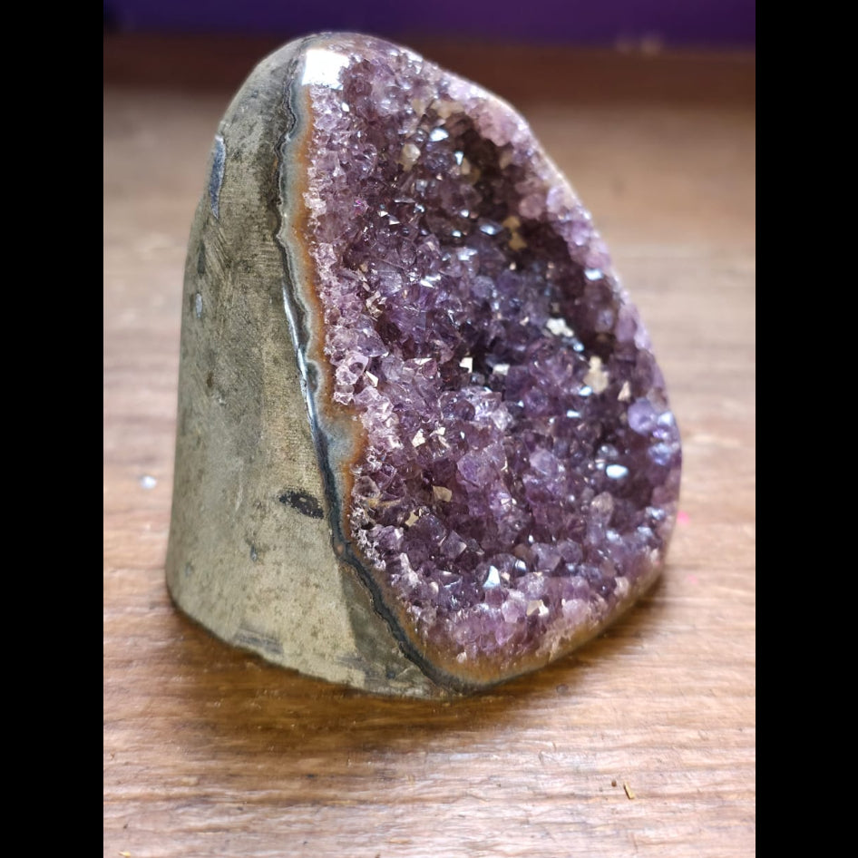 Amethyst Geode with Calcite Inclusion (268g)