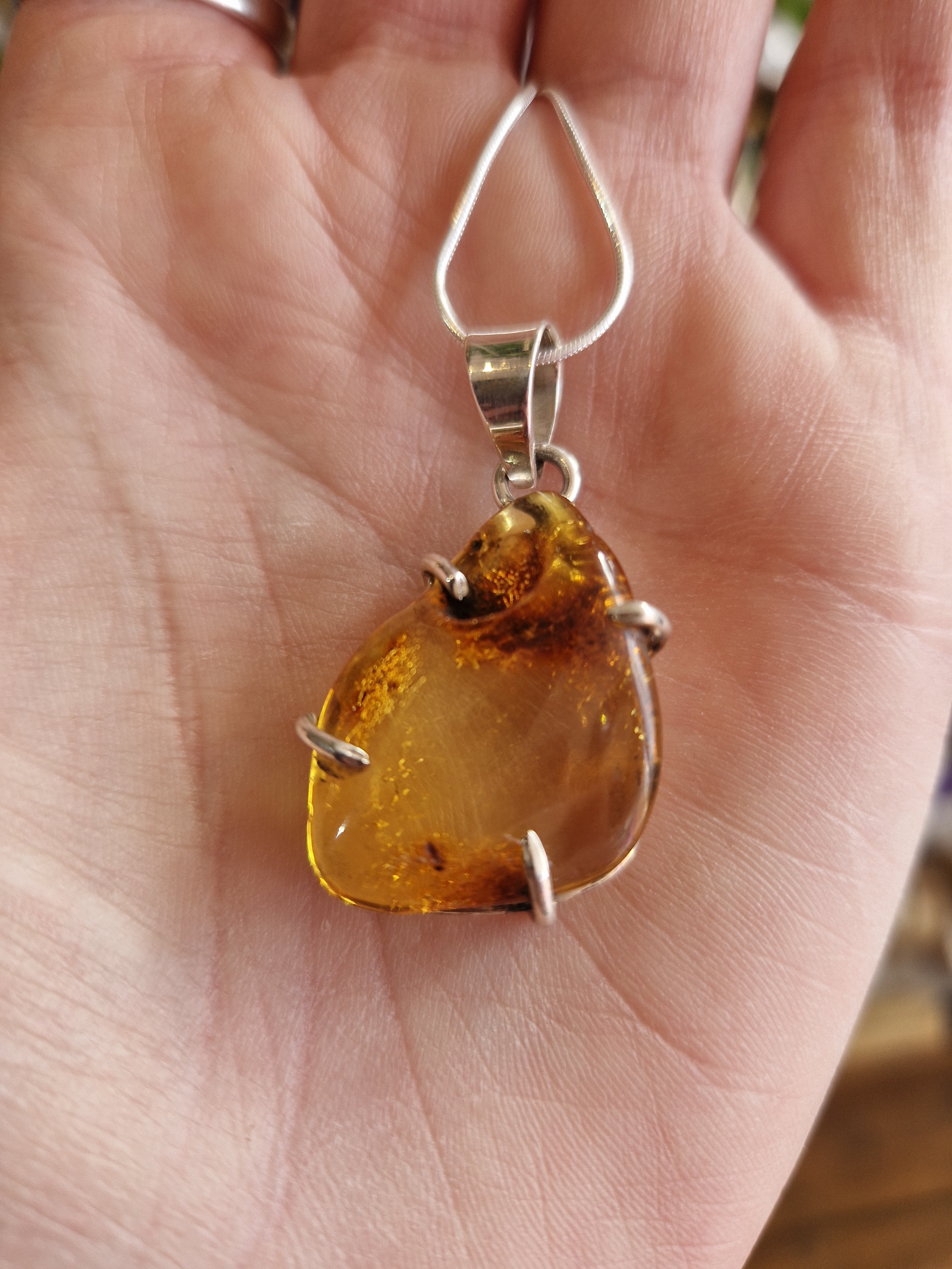 Amber Silver Necklace