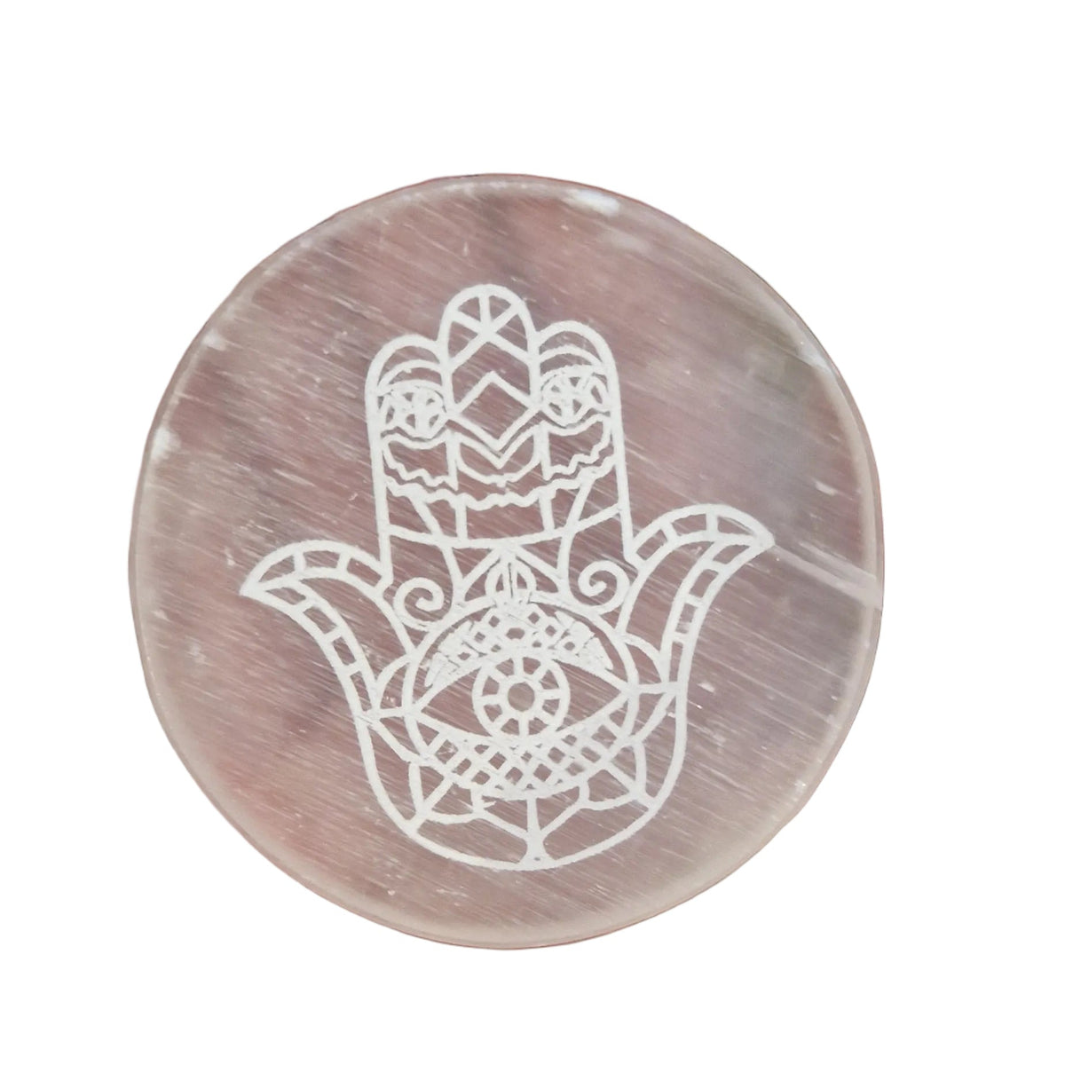 Selenite Plate - Hamsa