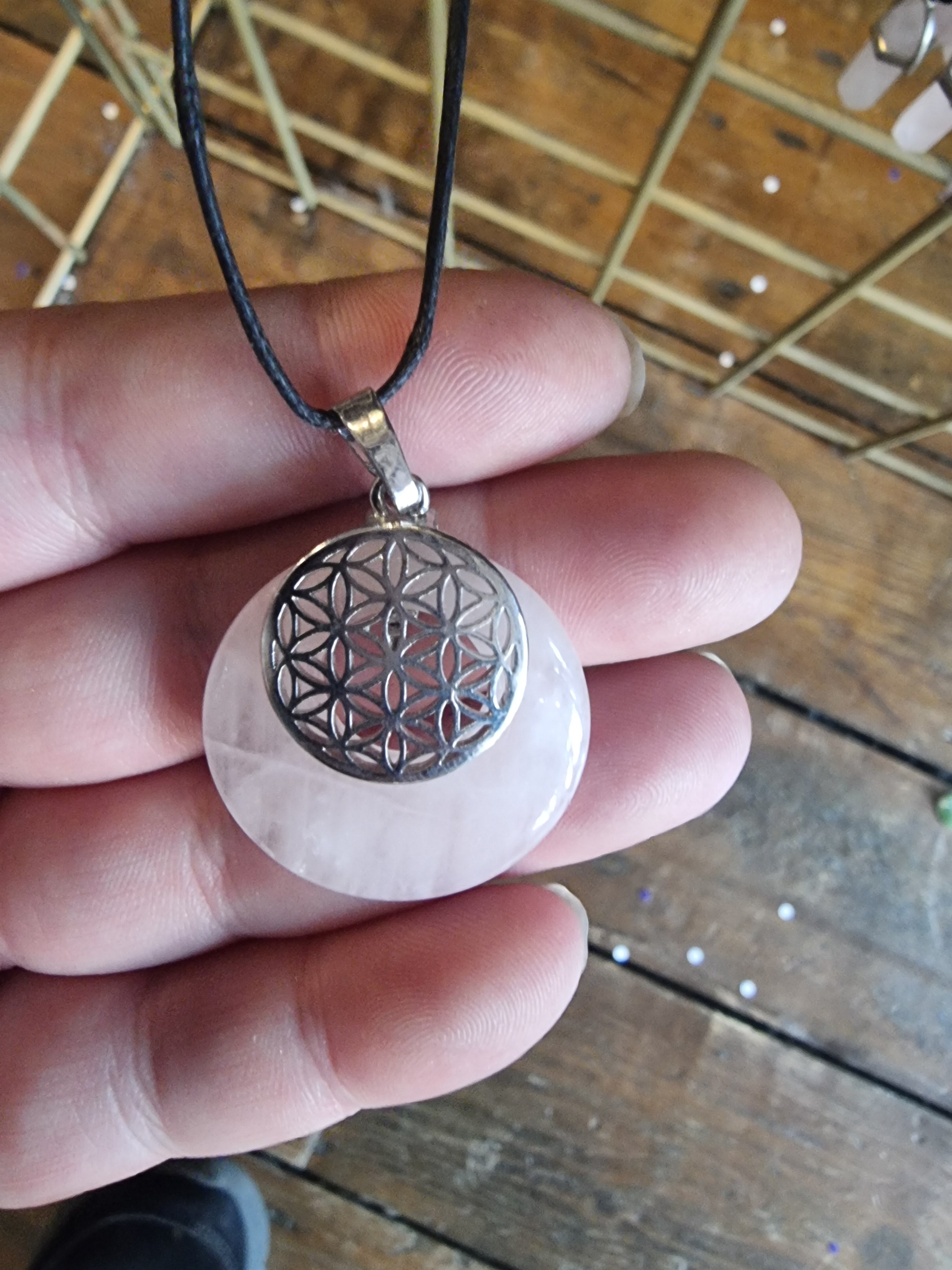 Rose Quartz Flower Of Life Pendant