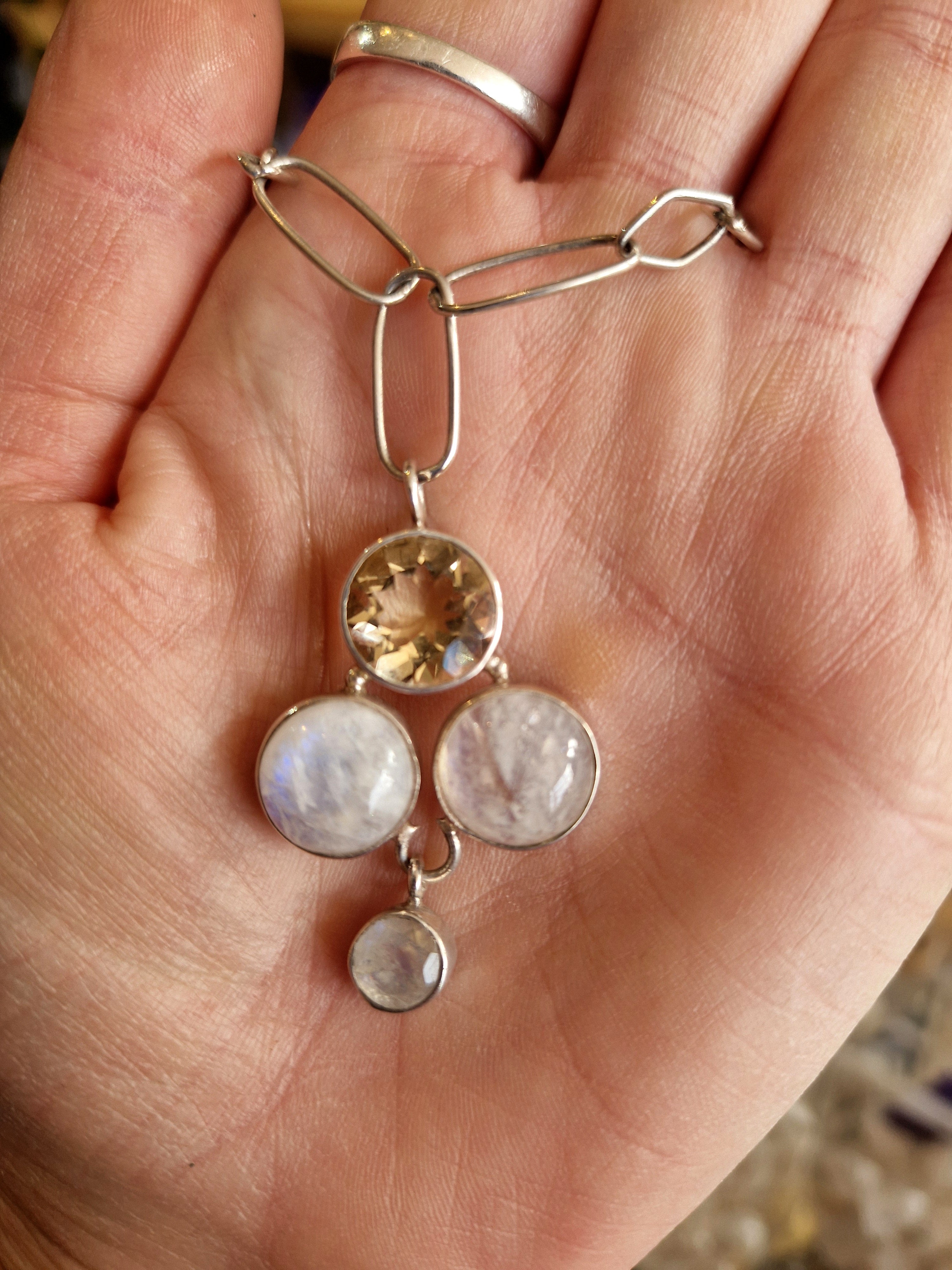 Citrine & Moonstone Silver Necklace