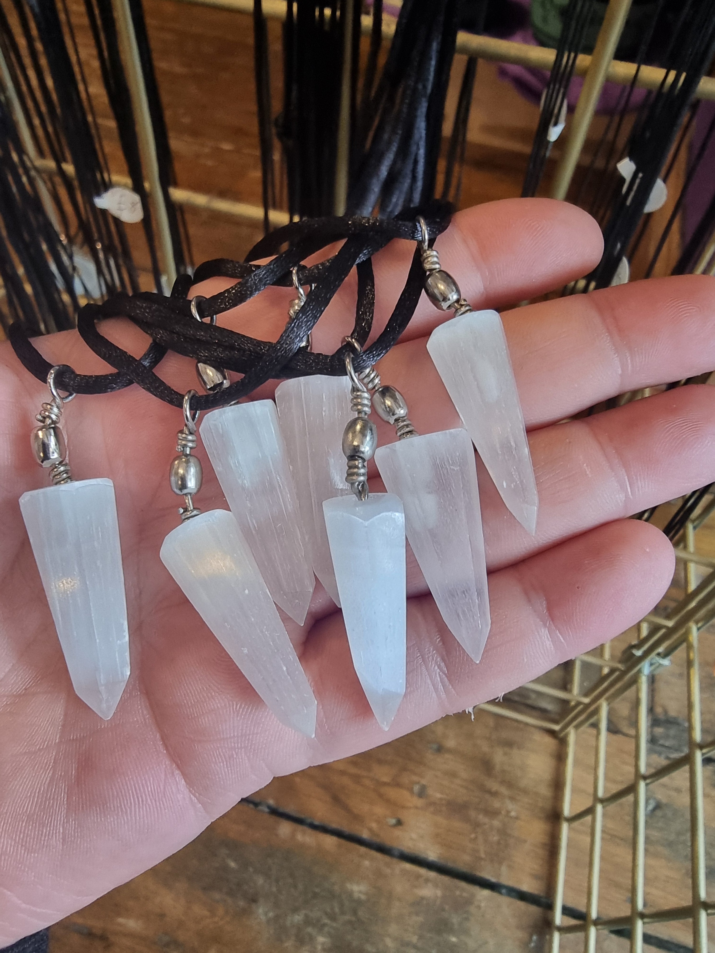 Selenite Pendulum Point Pendant