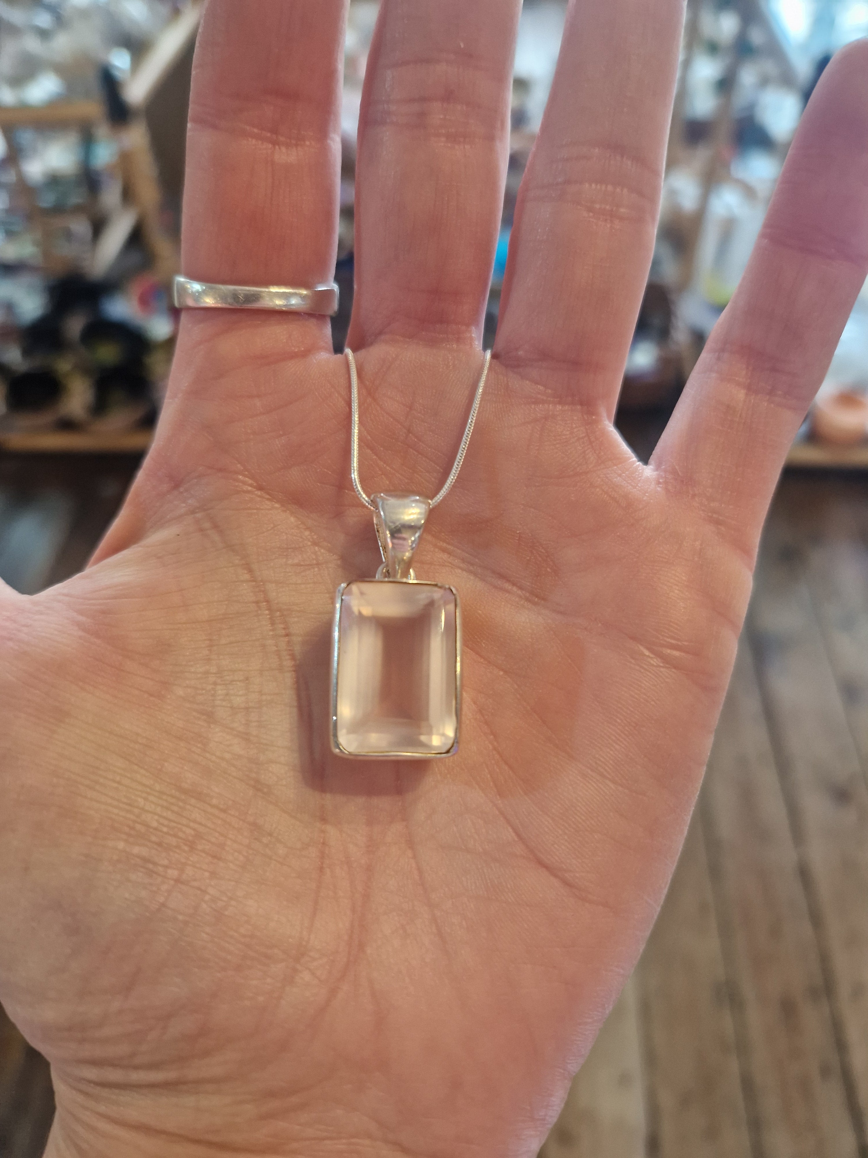 Rose Quartz Silver Necklace