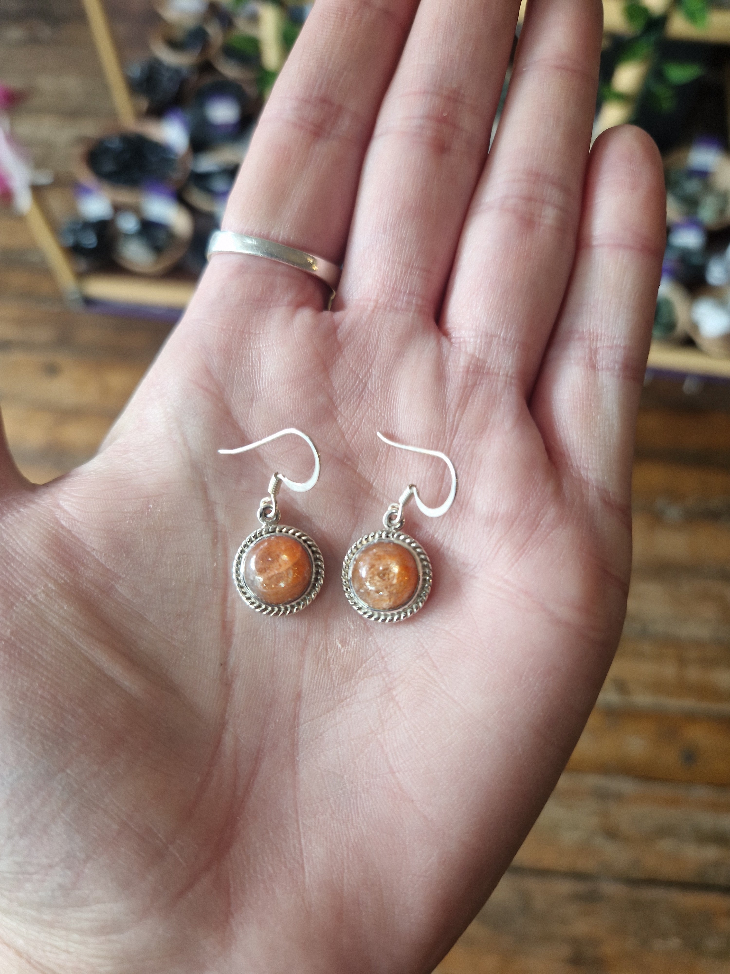 Sunstone Silver Earrings