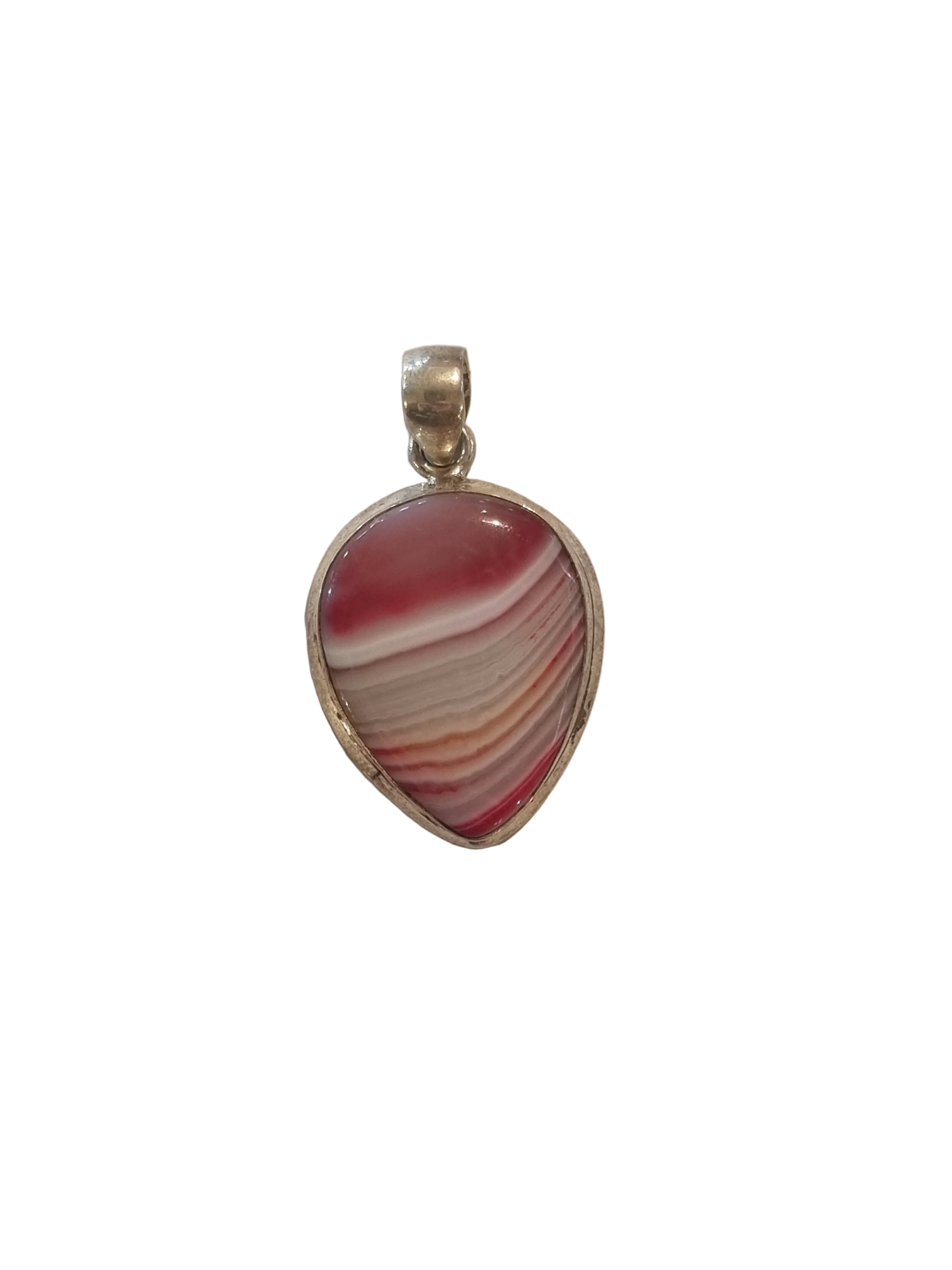 Pink Agate Silver Necklace