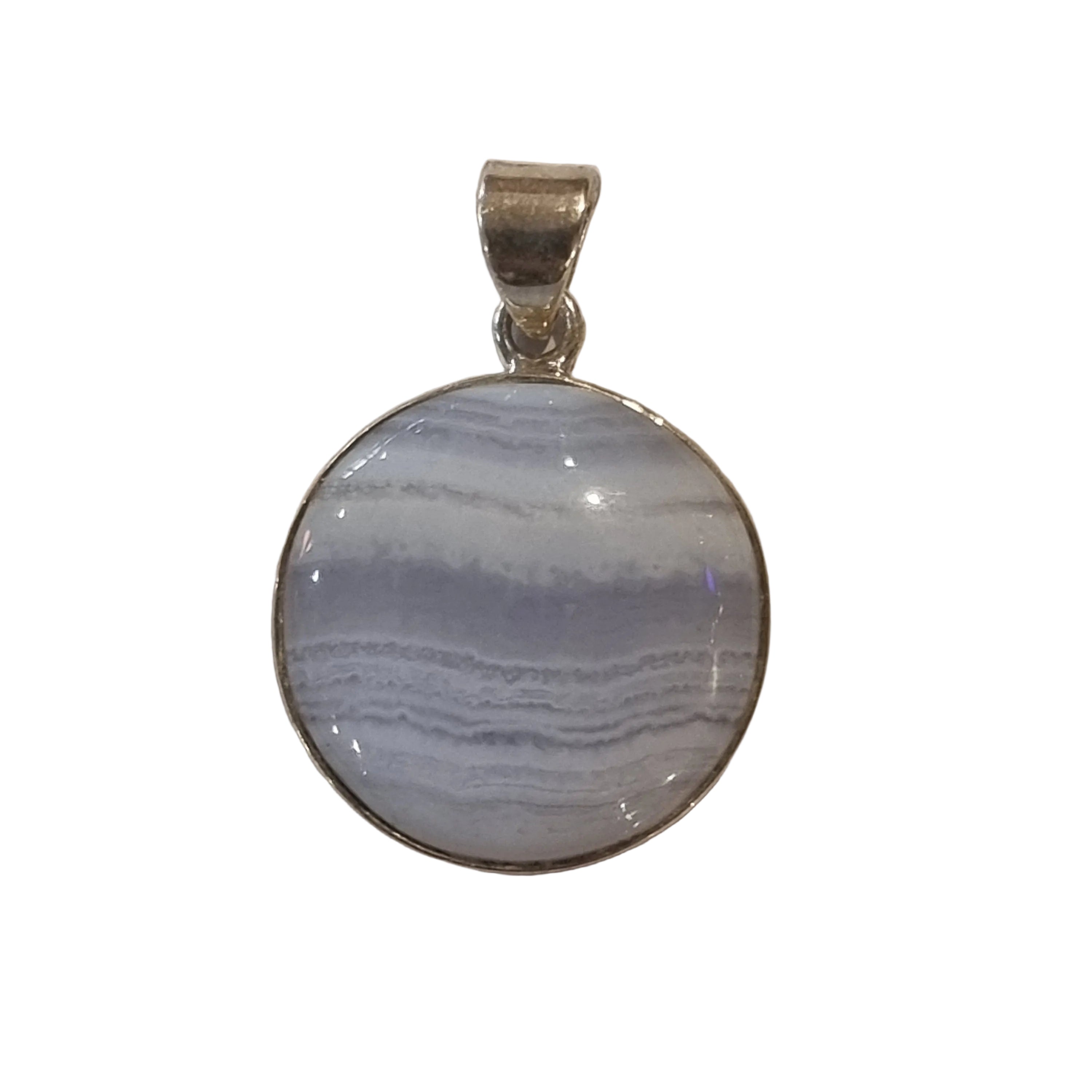Blue Lace Agate Silver Necklace