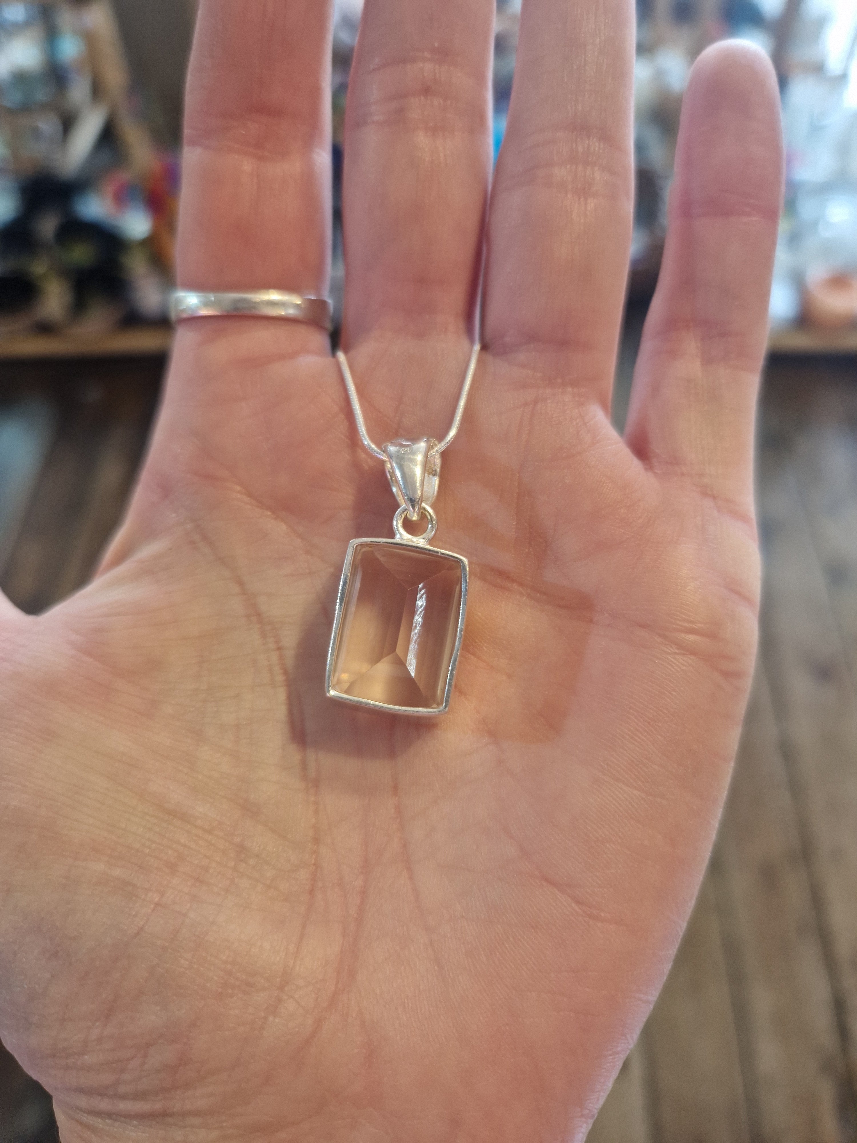 Rose Quartz Silver Necklace