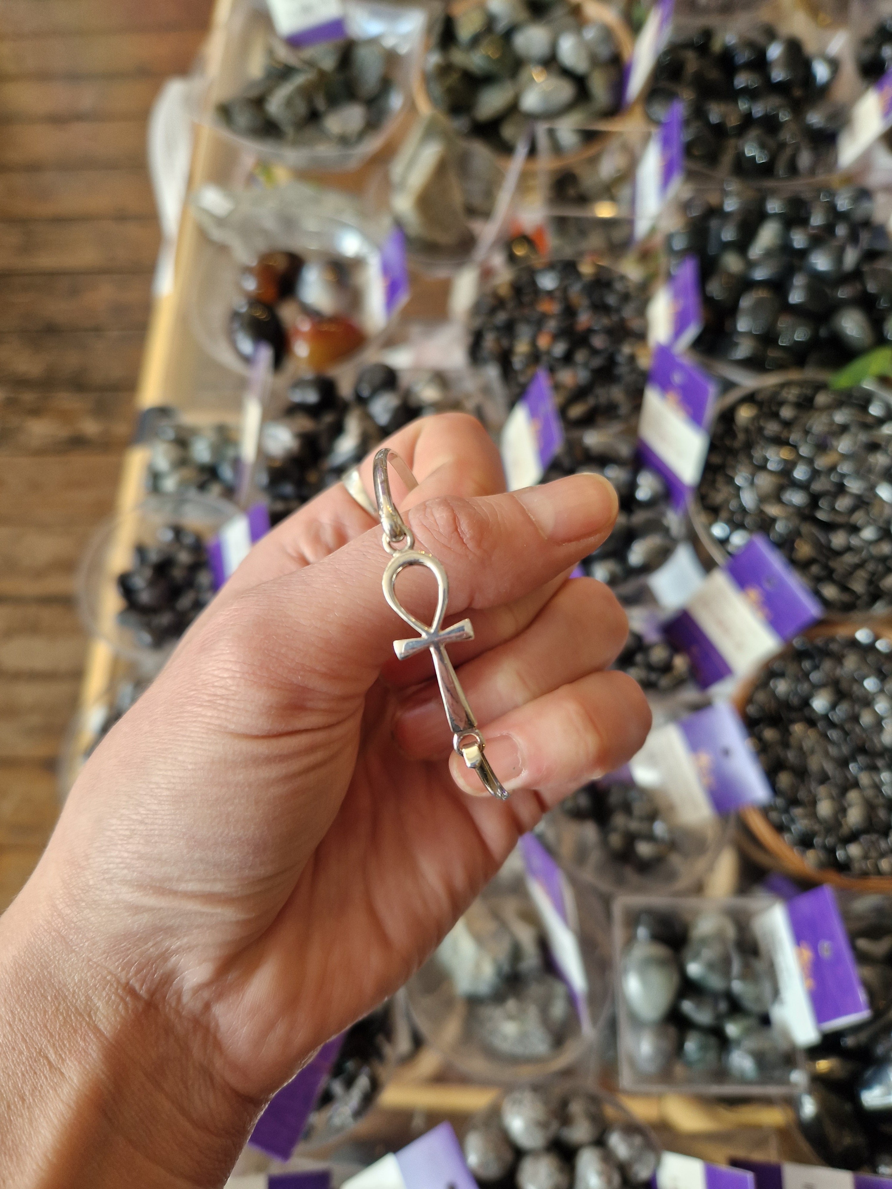 Silver Ankh Cuff Bracelet