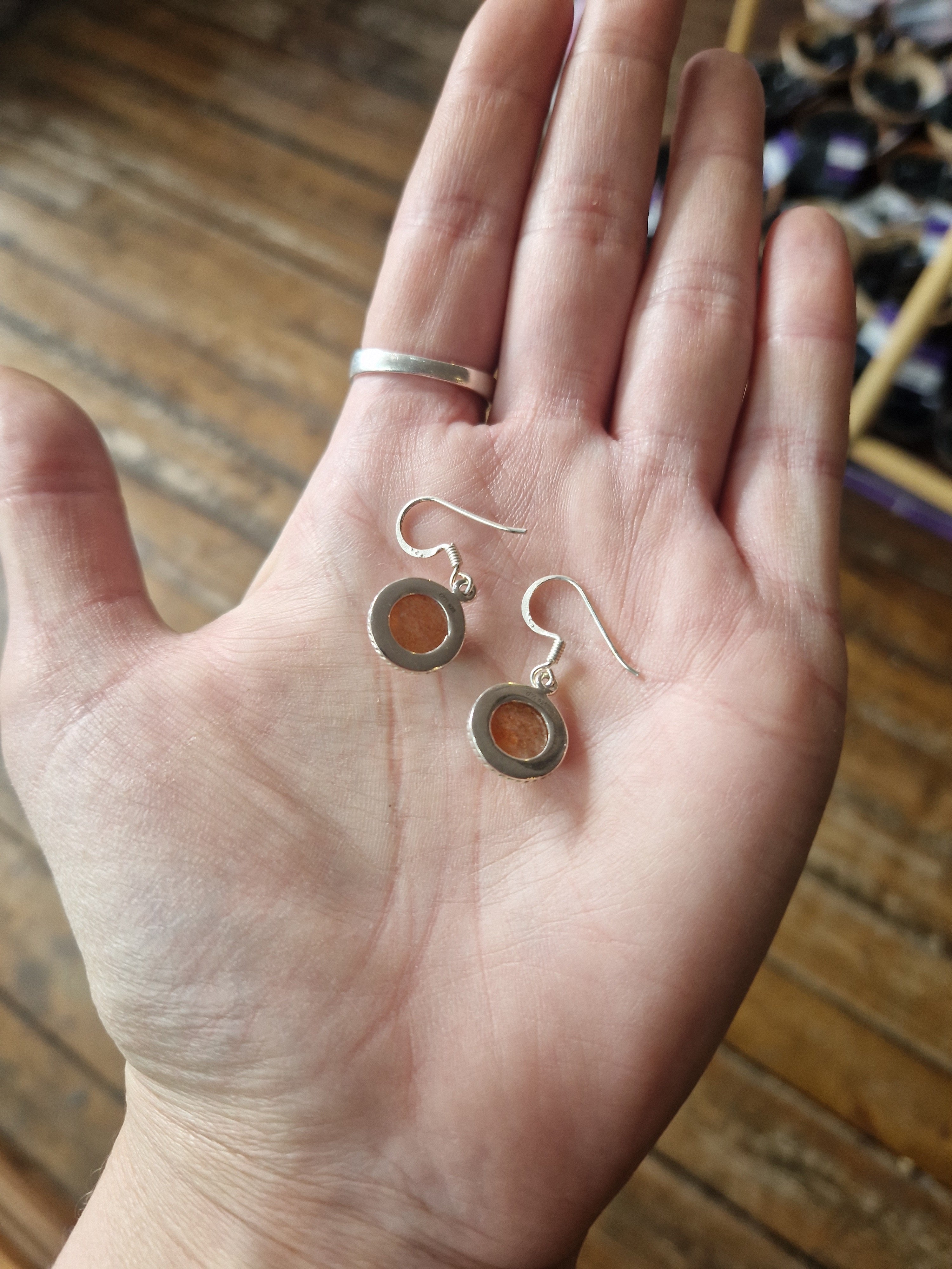 Sunstone Silver Earrings