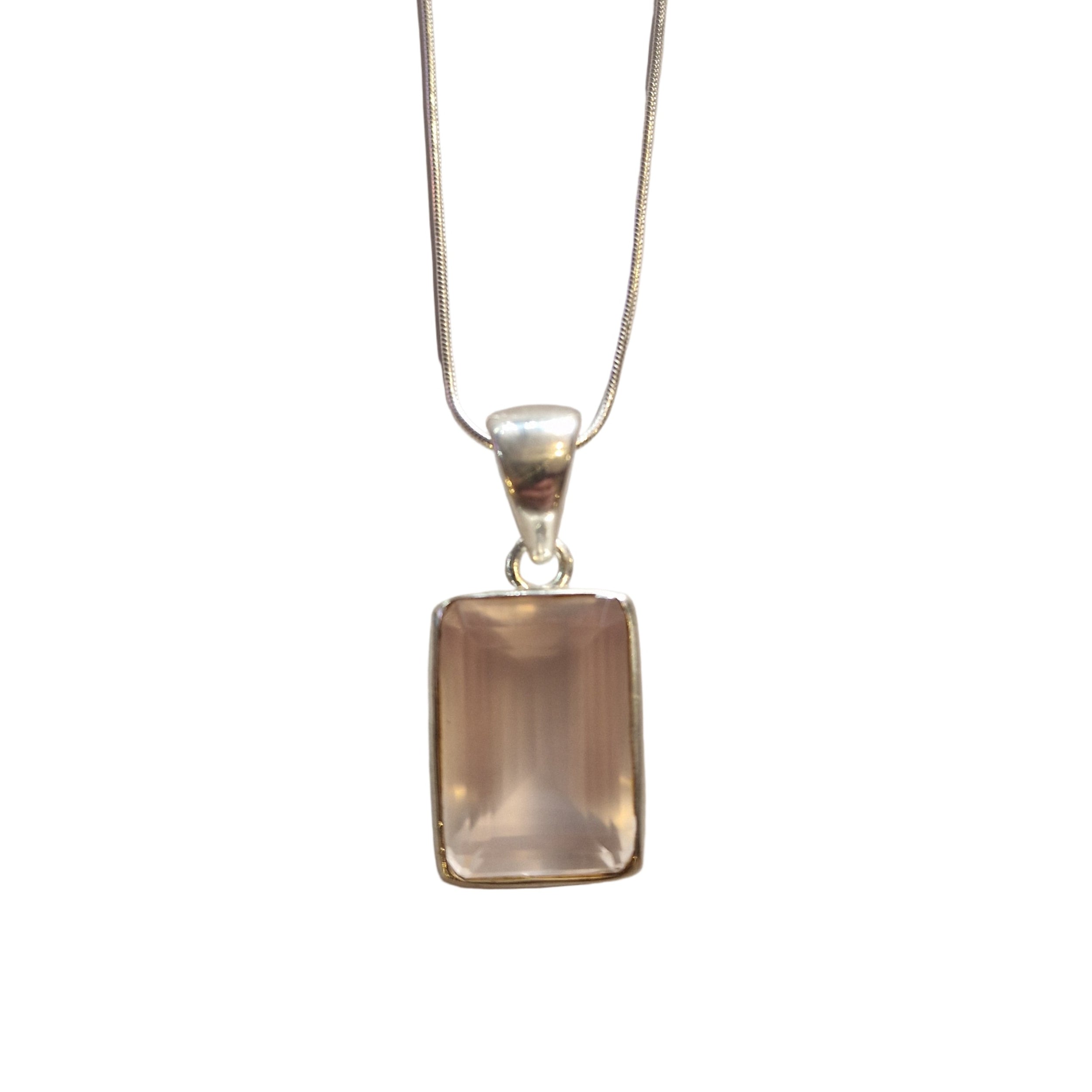 Rose Quartz Silver Necklace