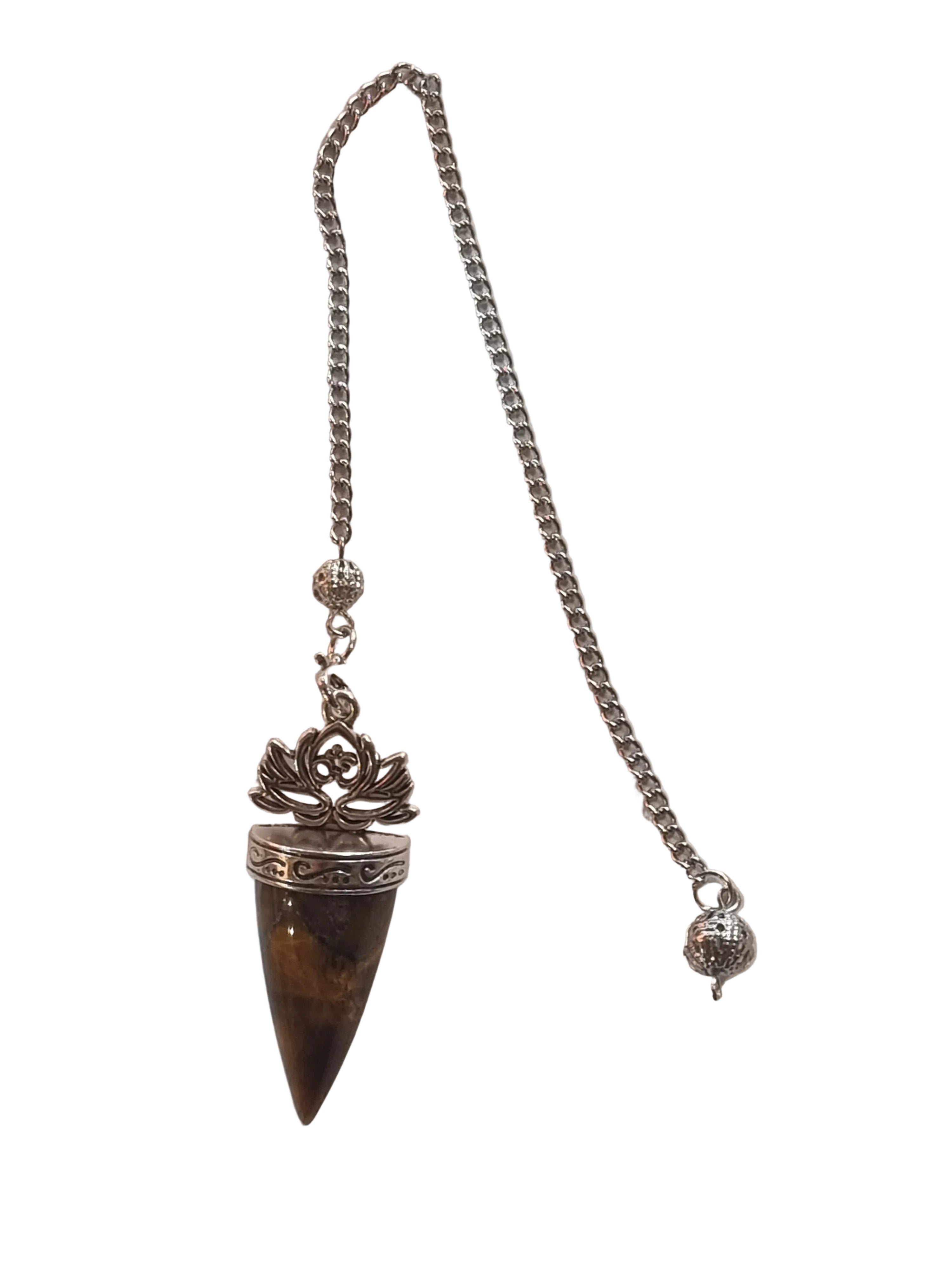 Tigers Eye Lotus Pendulum