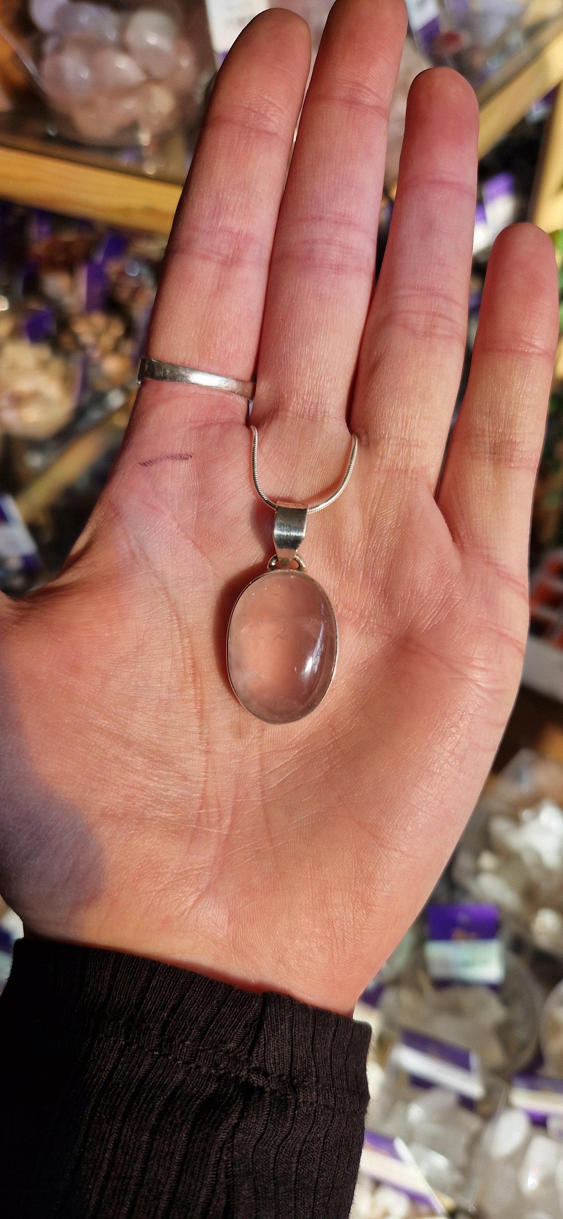 Rose Quartz Silver Necklace
