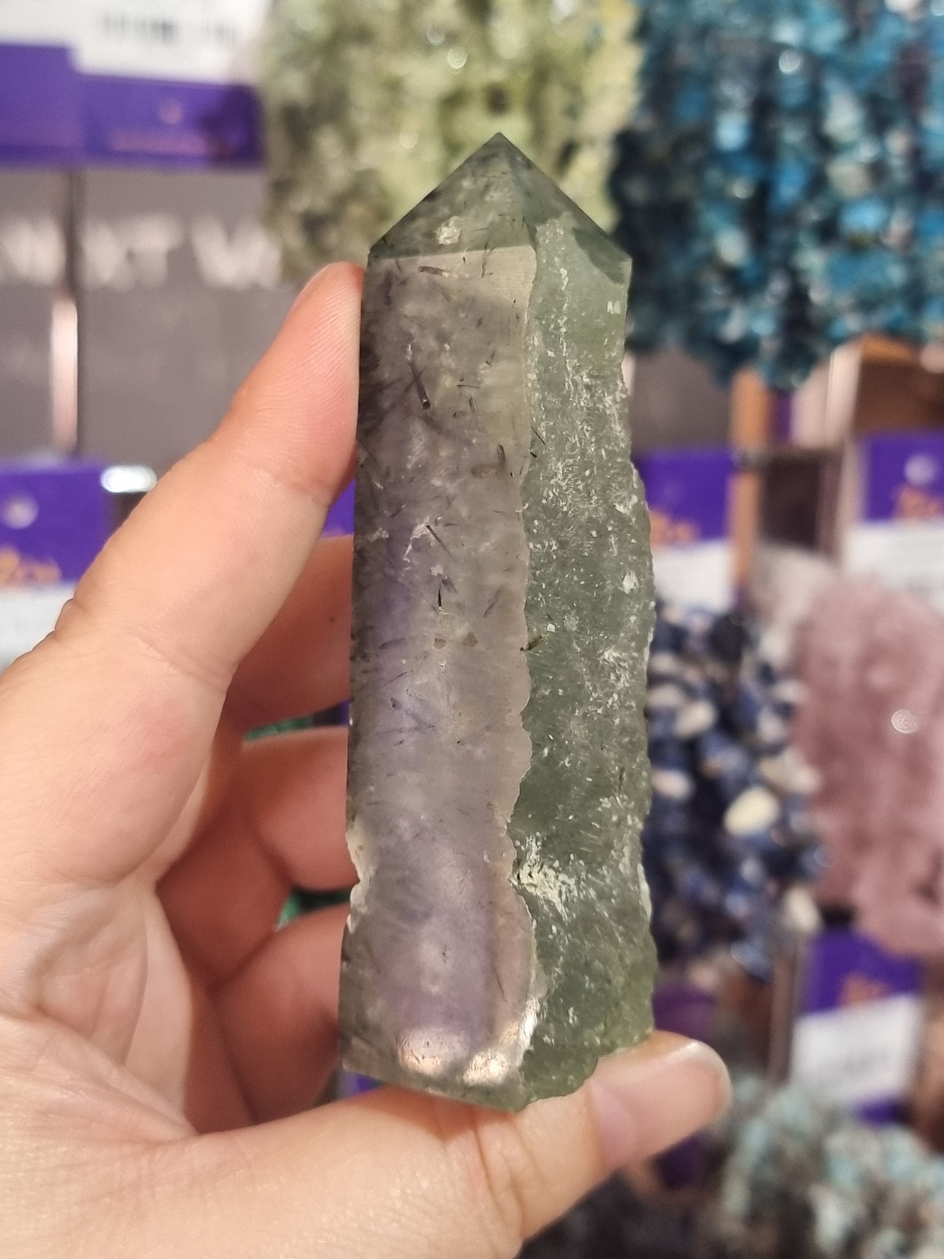 Prehnite Half Polished Tower