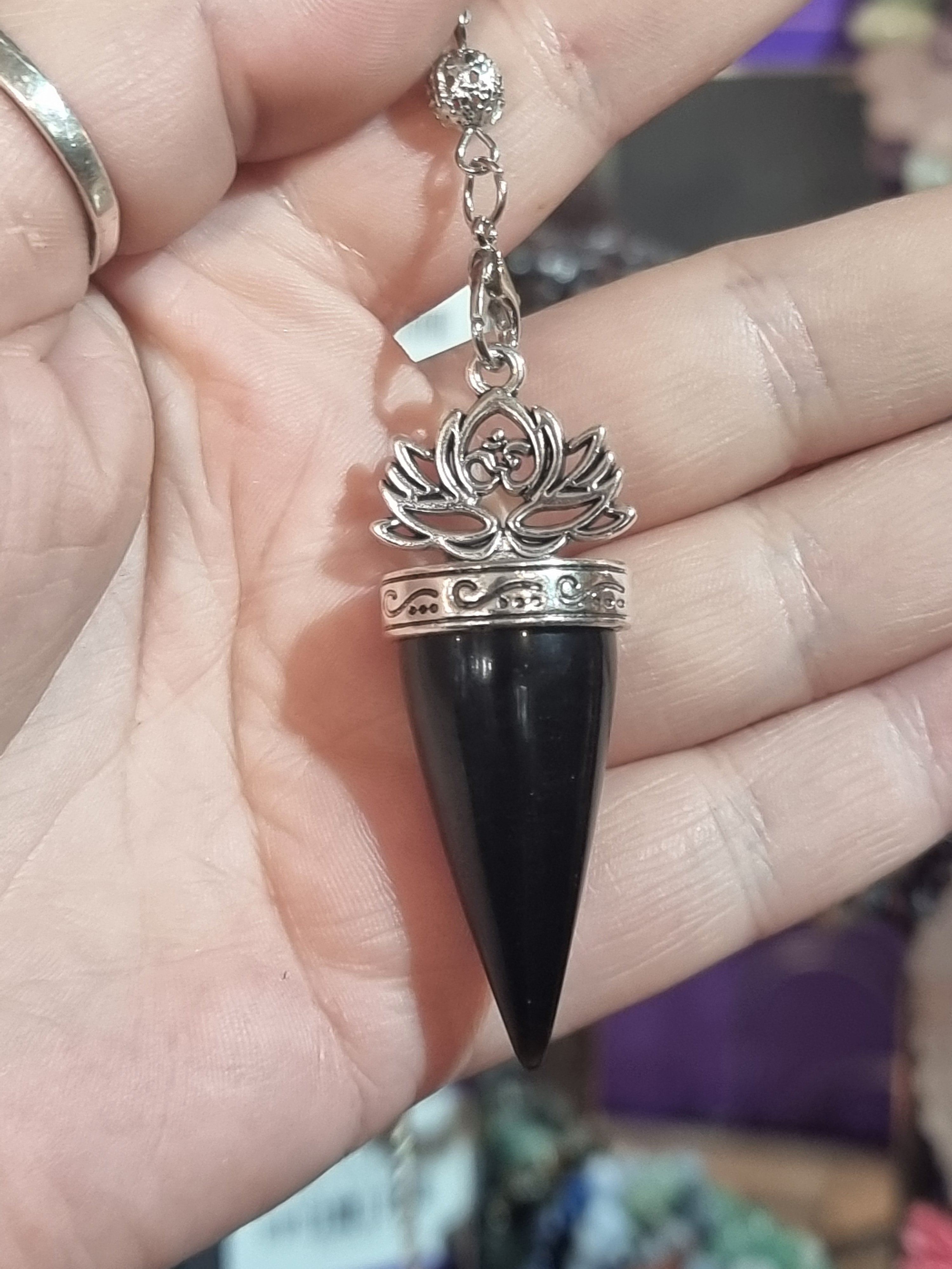 Obsidian Lotus Pendulum